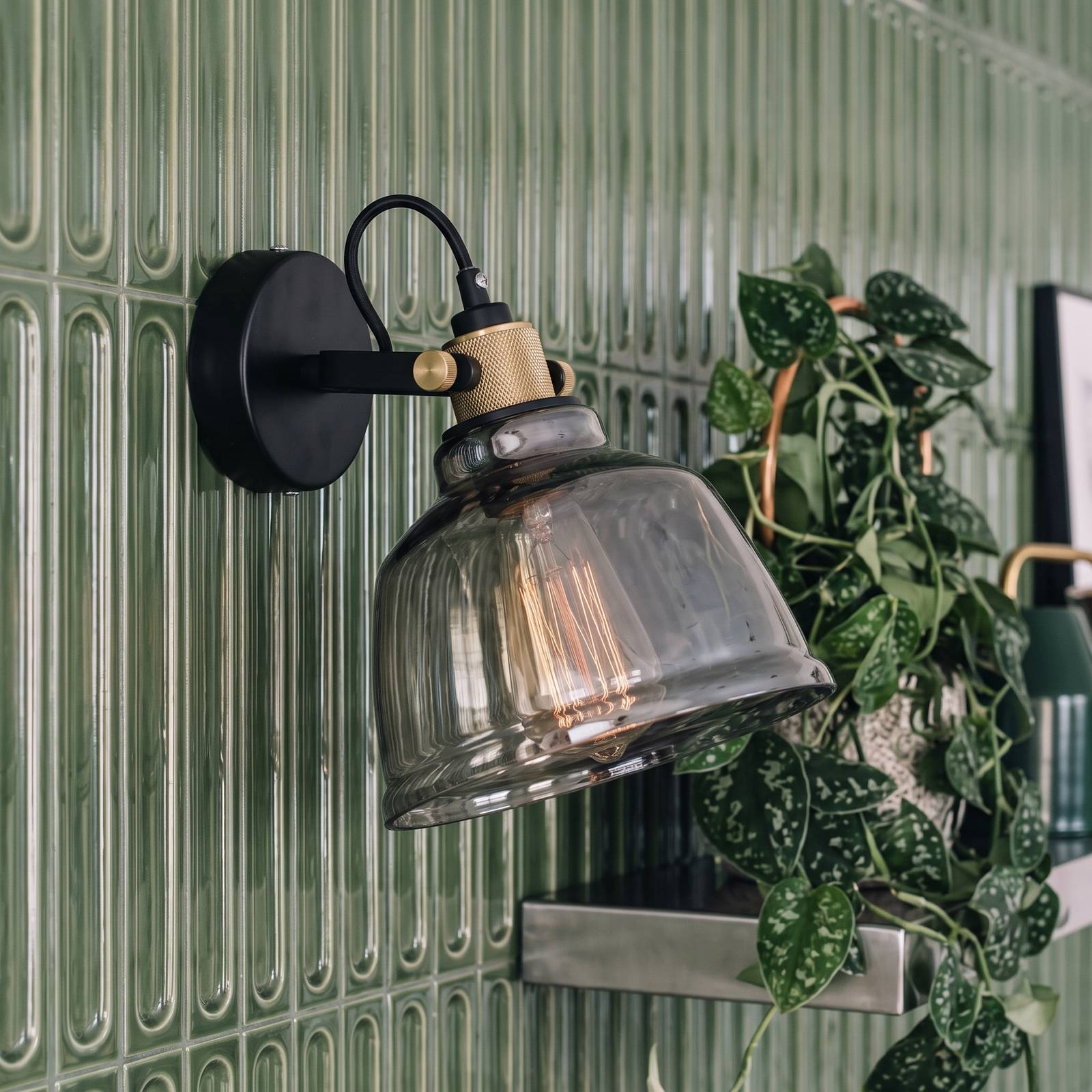 Maytoni Smoked glass lampshade - Irving wall light