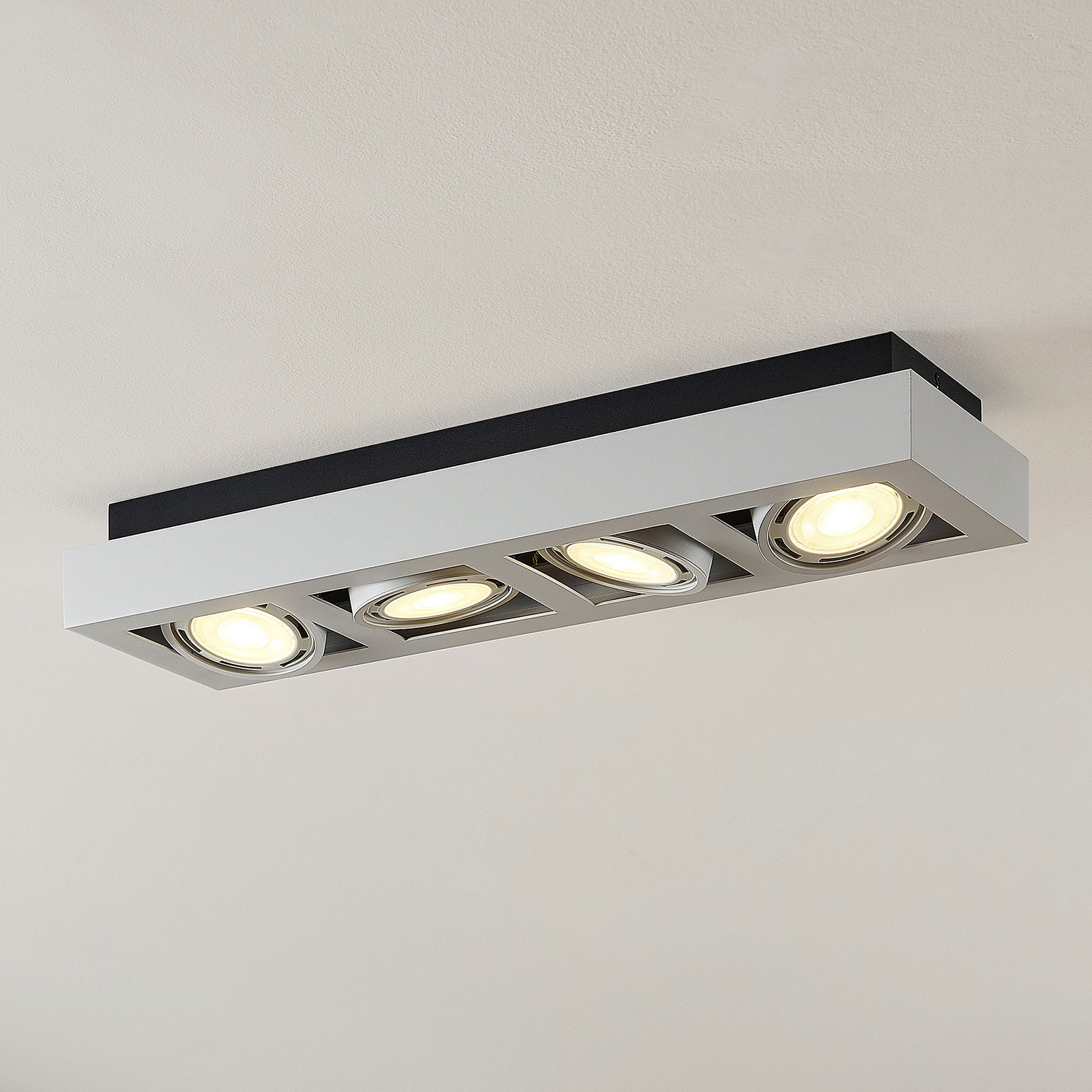 LED takspot Ronka, 4 lyskilder, lang, hvit | Lampegiganten.no LED takspot Ronka, 4 lyskilder, lang, grå | Lampegiganten.no