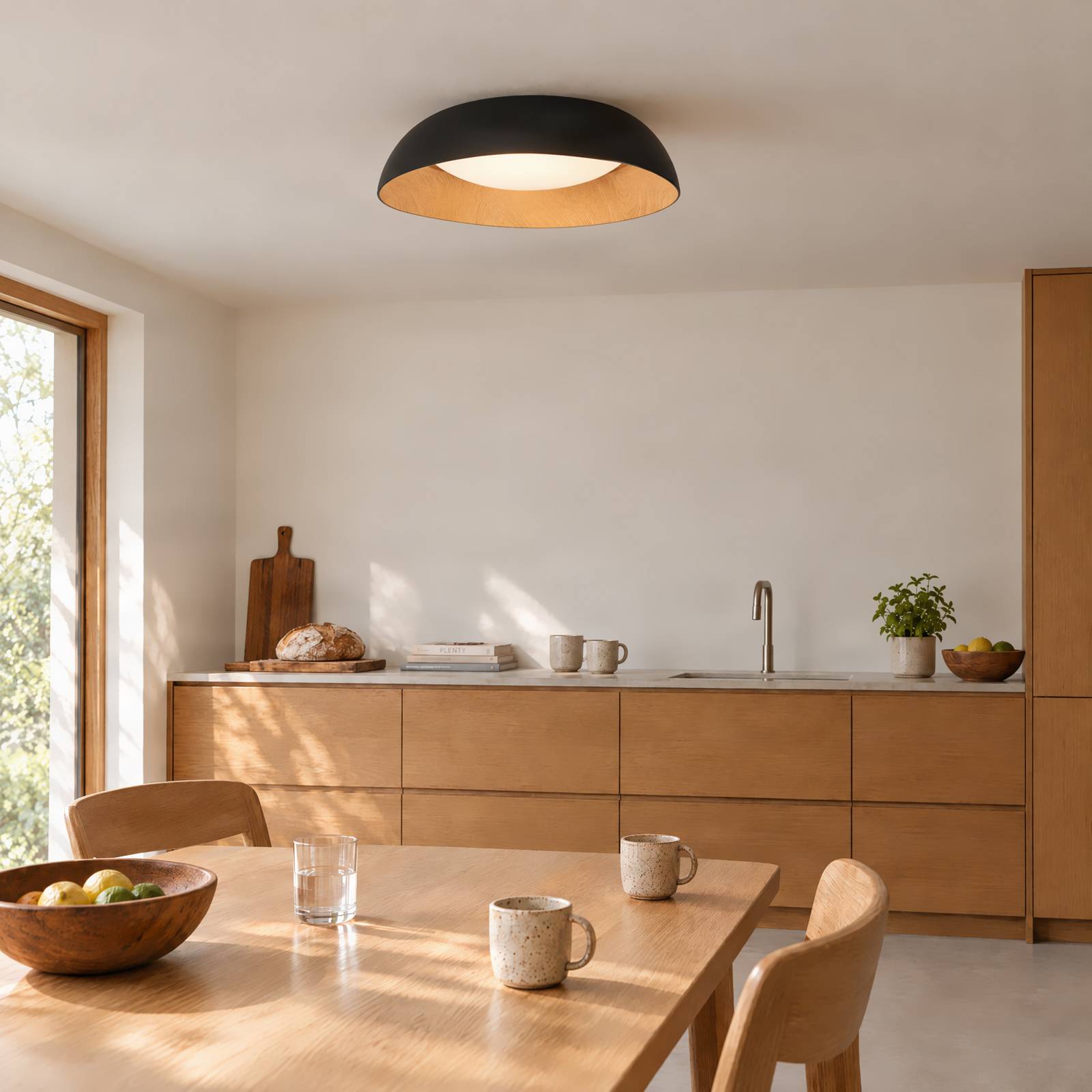 Lindby LED plafondlamp Gracyn, zwart, Ø 50 cm, trapvormig dimbaar