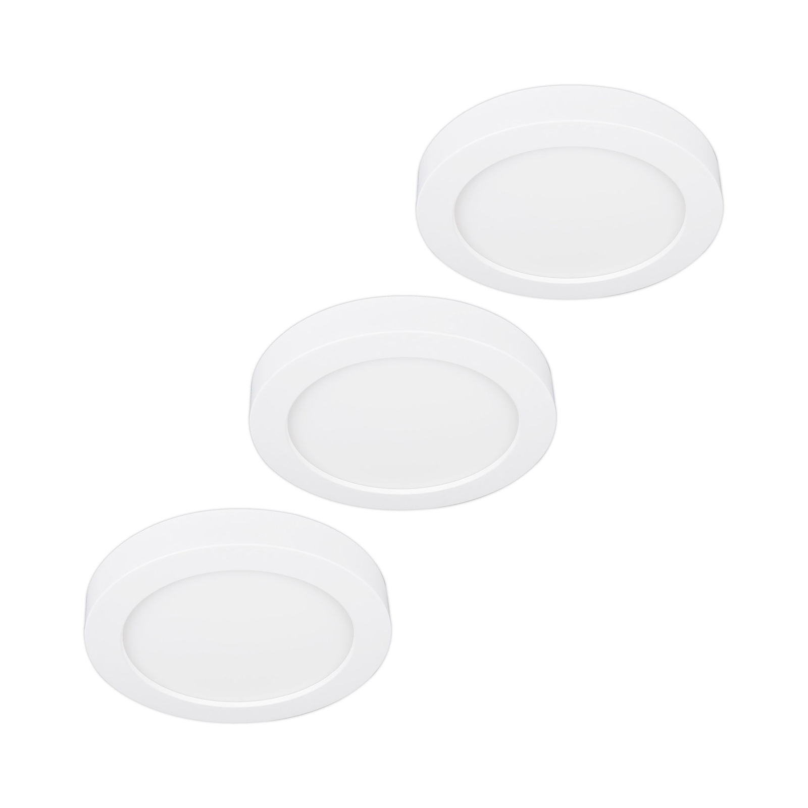 Prios LED ceiling lamp Edwina, white, 12.2cm 3pcs, dimmable