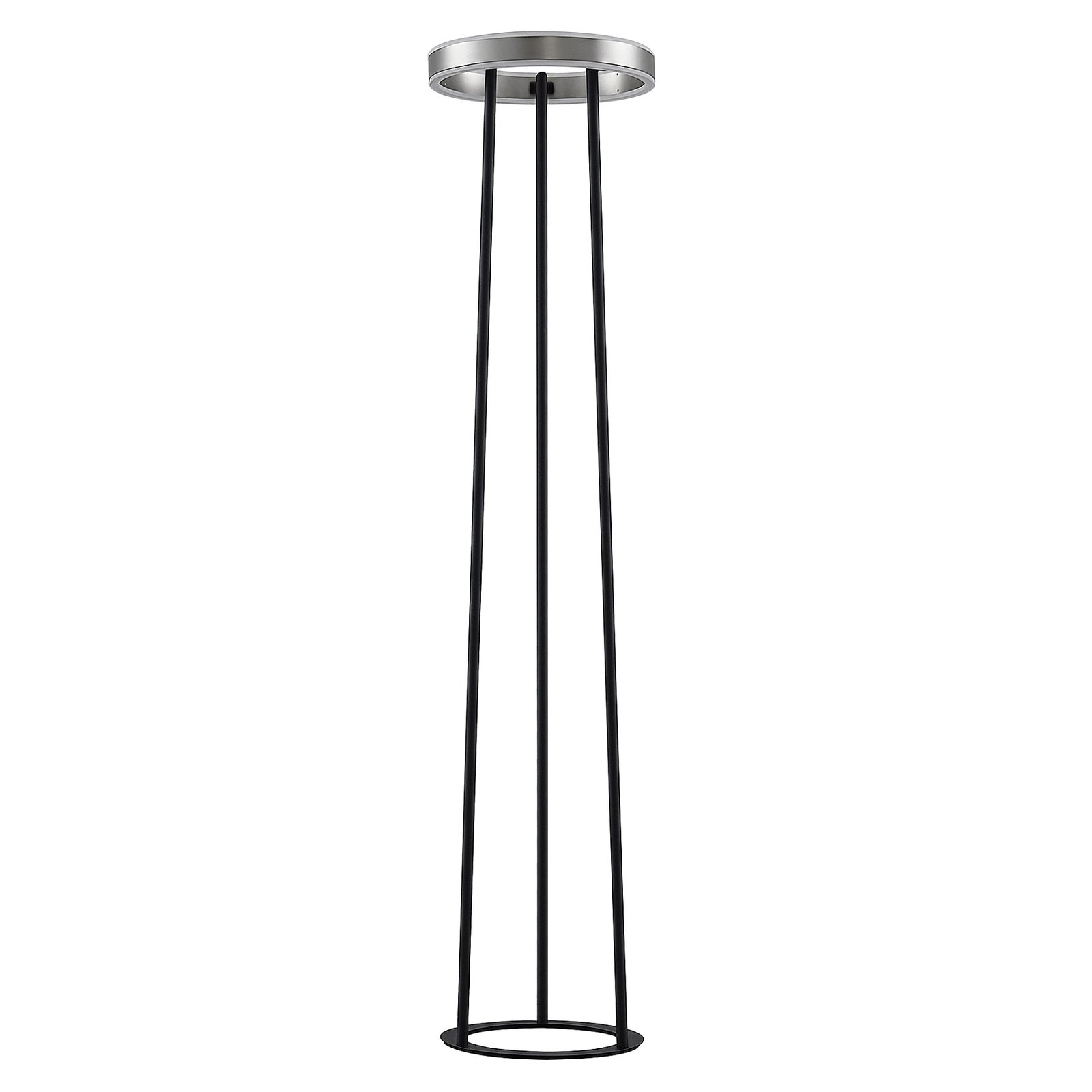 Lucande Seppe LED stojací lampa, Ø 30 cm, nikl