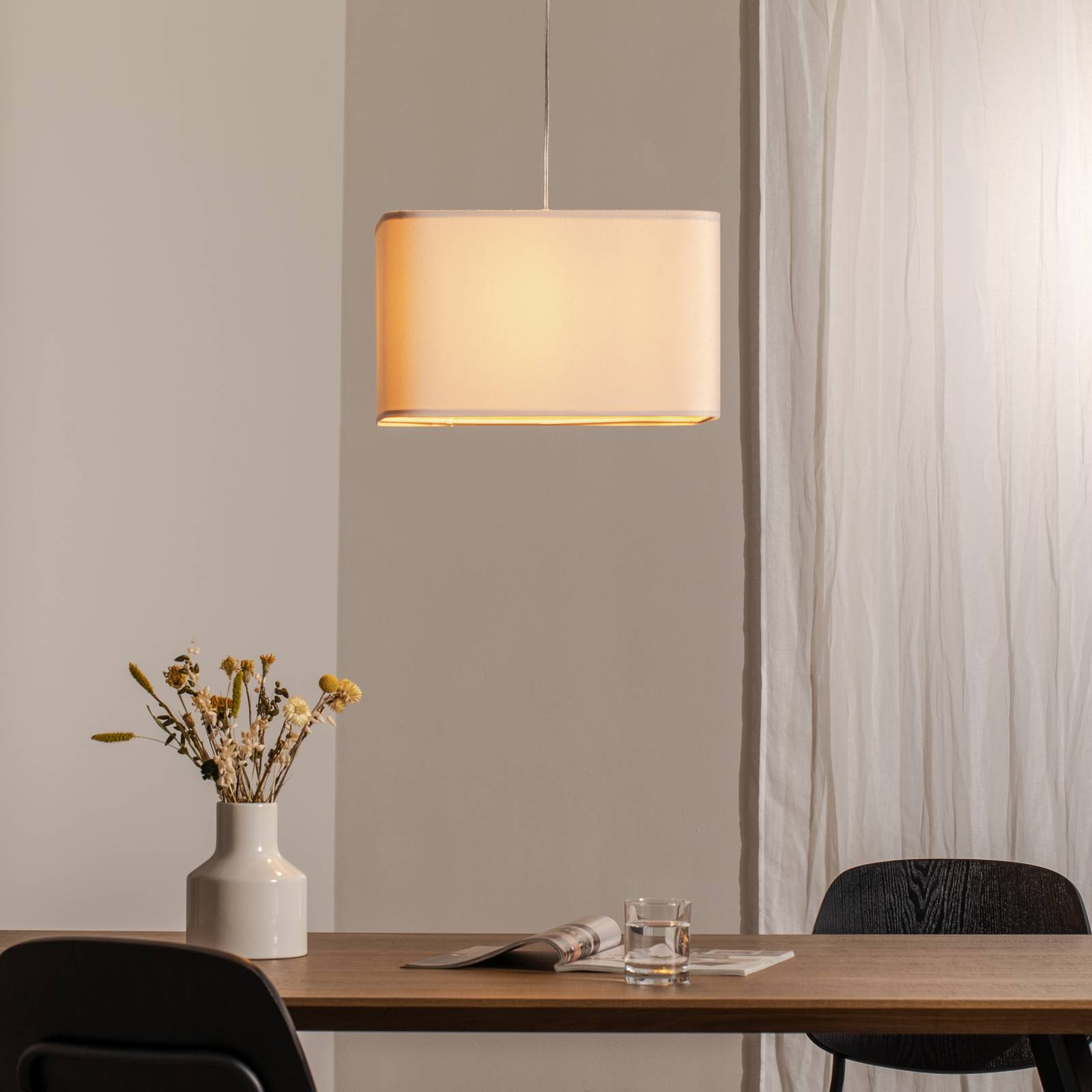 Hängeleuchte Kwadro, weiß, 40 x 40 cm, Velourstoff günstig online kaufen