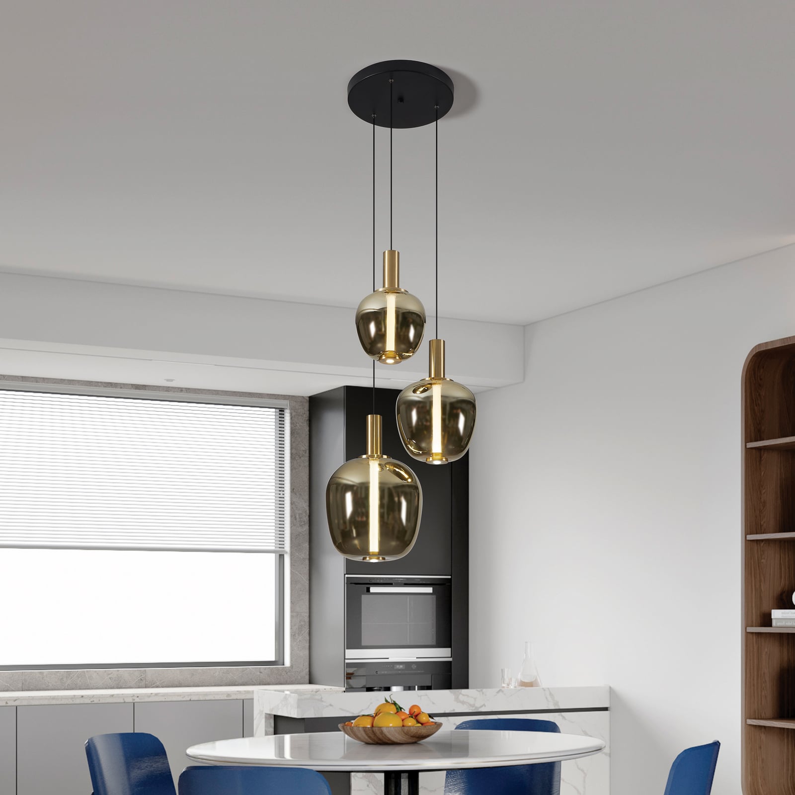 Suspension LED Stars of Light Fruitera dorée, Ø 45 cm, à 3 lampes, CCT