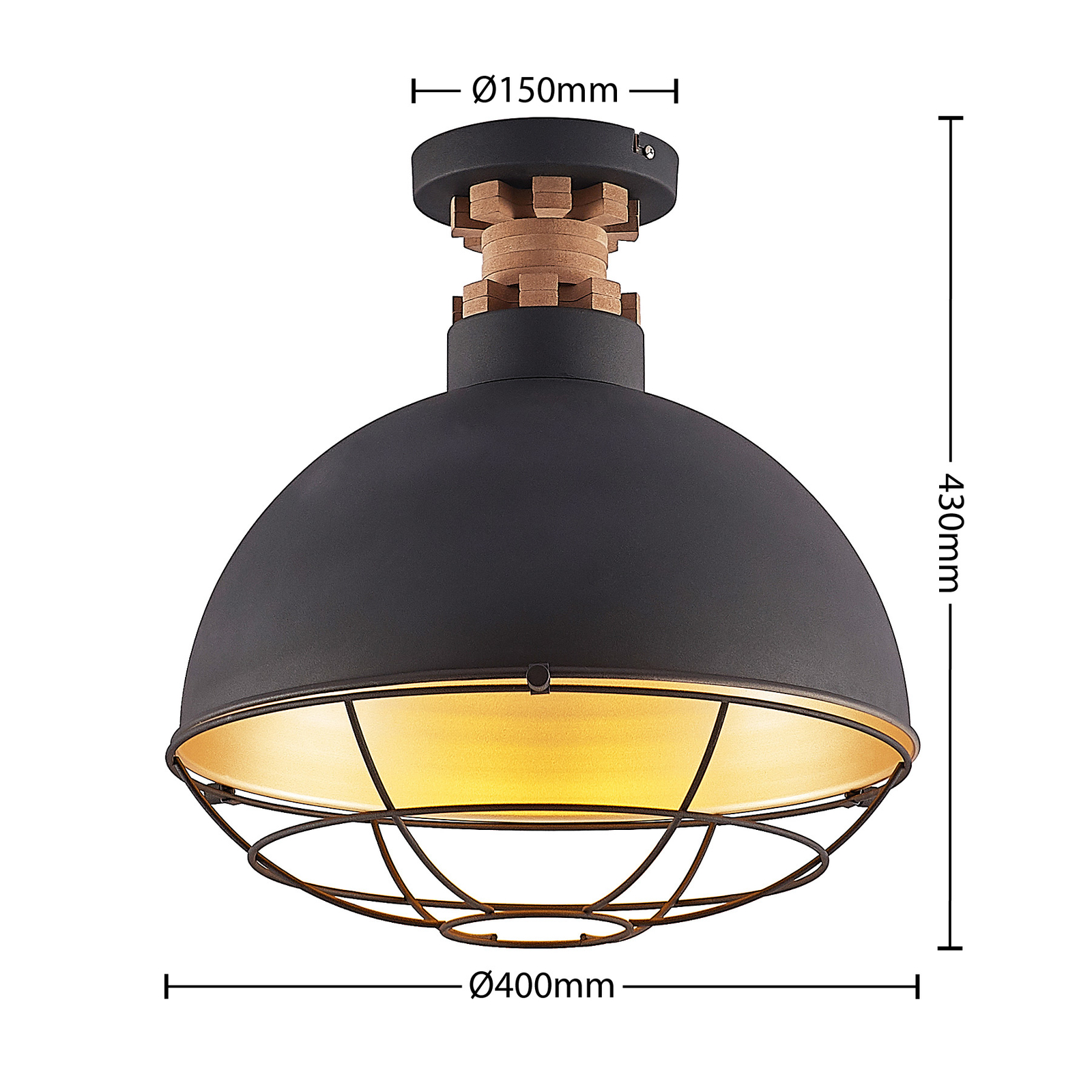 Lindby Swantja lampa sufitowa, klatka, czarna
