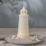 Oświetlenie dekoracyjne LED „Seaside”, białe, porcelanowe, wysokość 25 cm