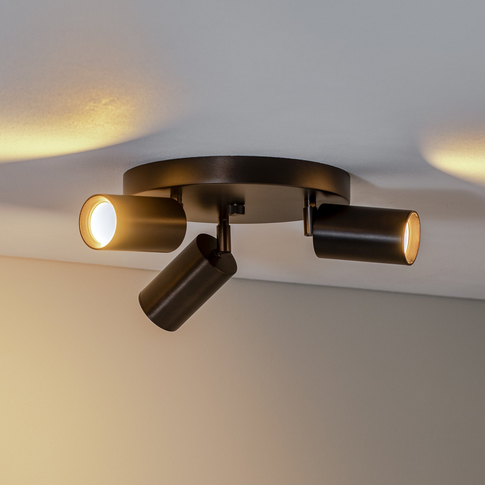 Faretto da soffitto Sado, a 3 luci, antracite, acciaio, orientabile