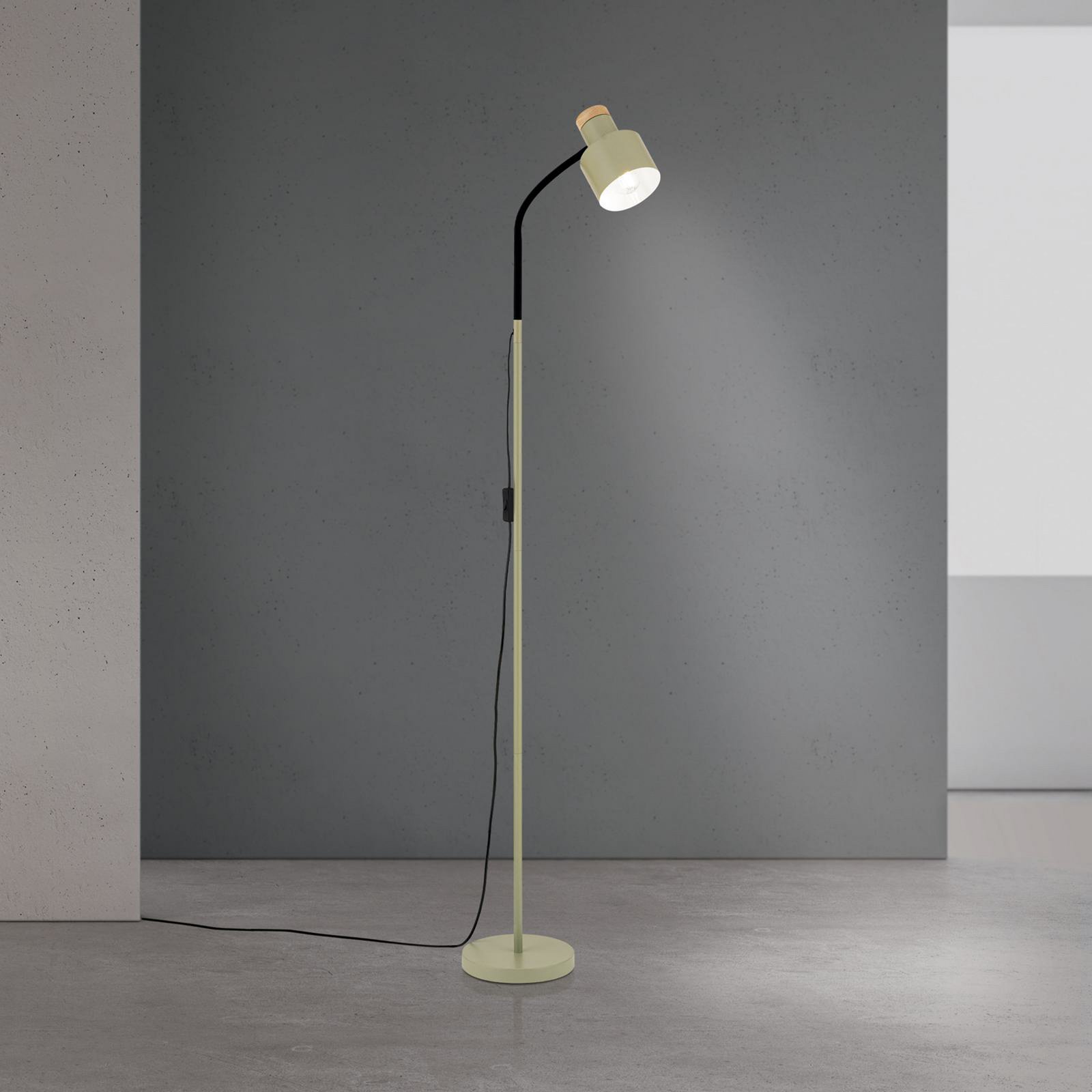 Gulvlampe Gili, stål, lysegrøn, højde 150 cm, E27