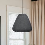 Candeeiro de suspensão Barlaston, Ø 35 cm, preto/cinzento, metal, tecido