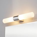 Lindby Ziva mirror light, socket, white, glass, IP44