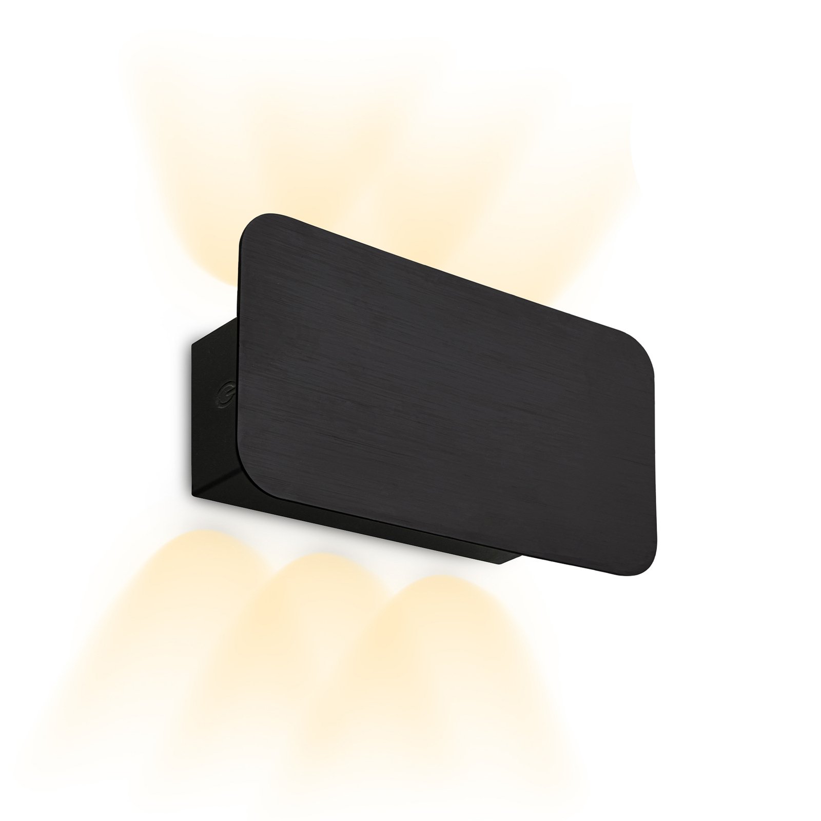 Aplique de pared LED Meluna, negro, regulador táctil, USB