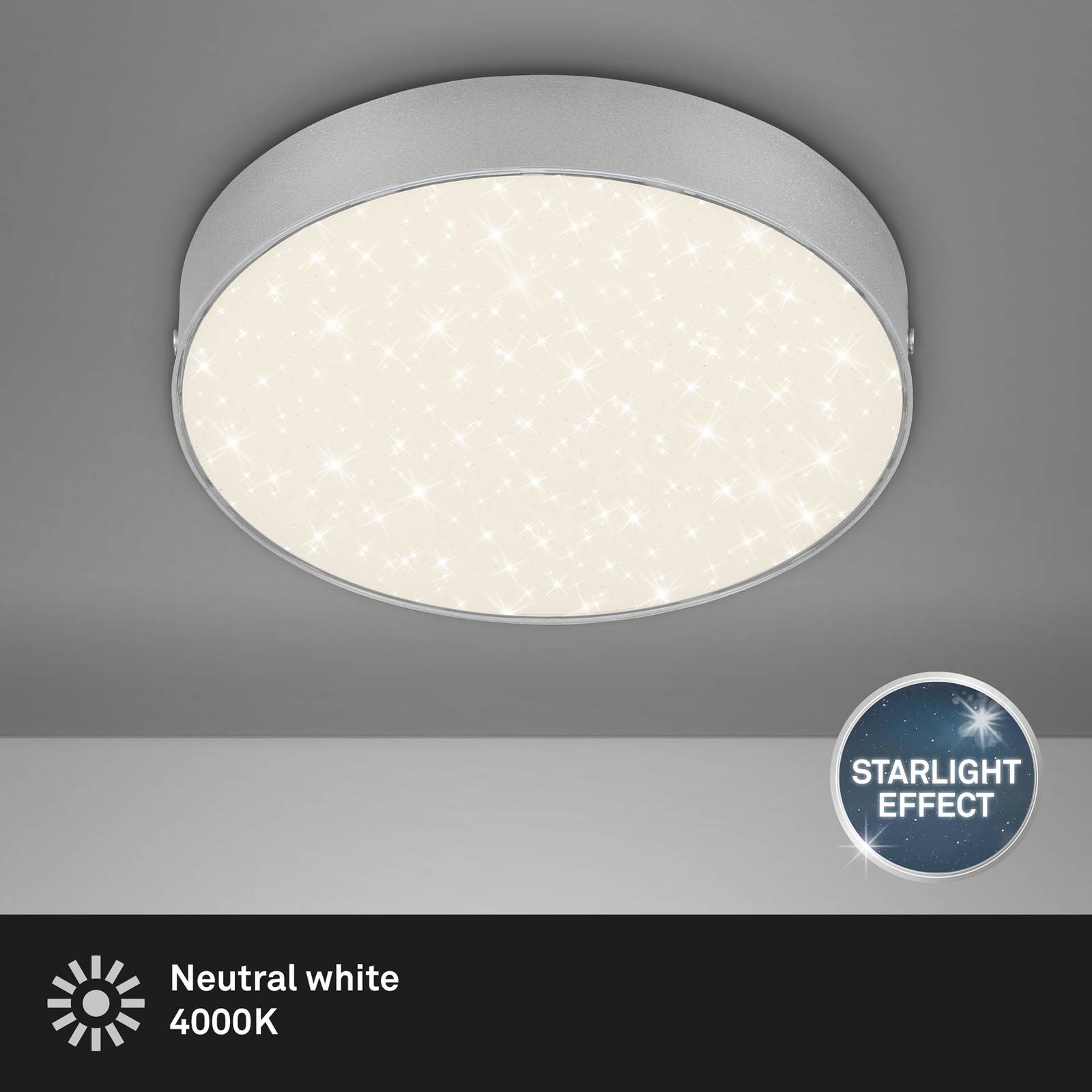 Lampa sufitowa LED Flame Star, Ø 21,2 cm, srebrna