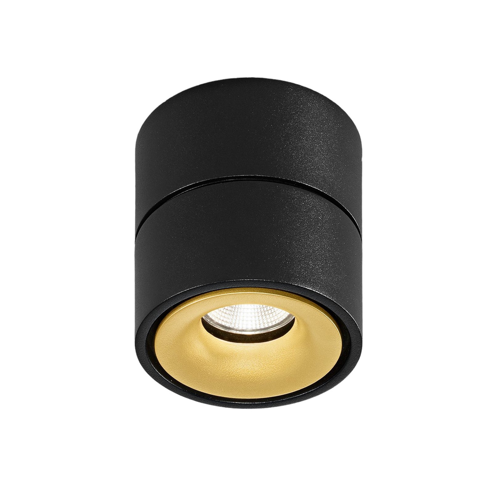 Egger Clippo LED plafondspot, zwart-goud, 2.700K