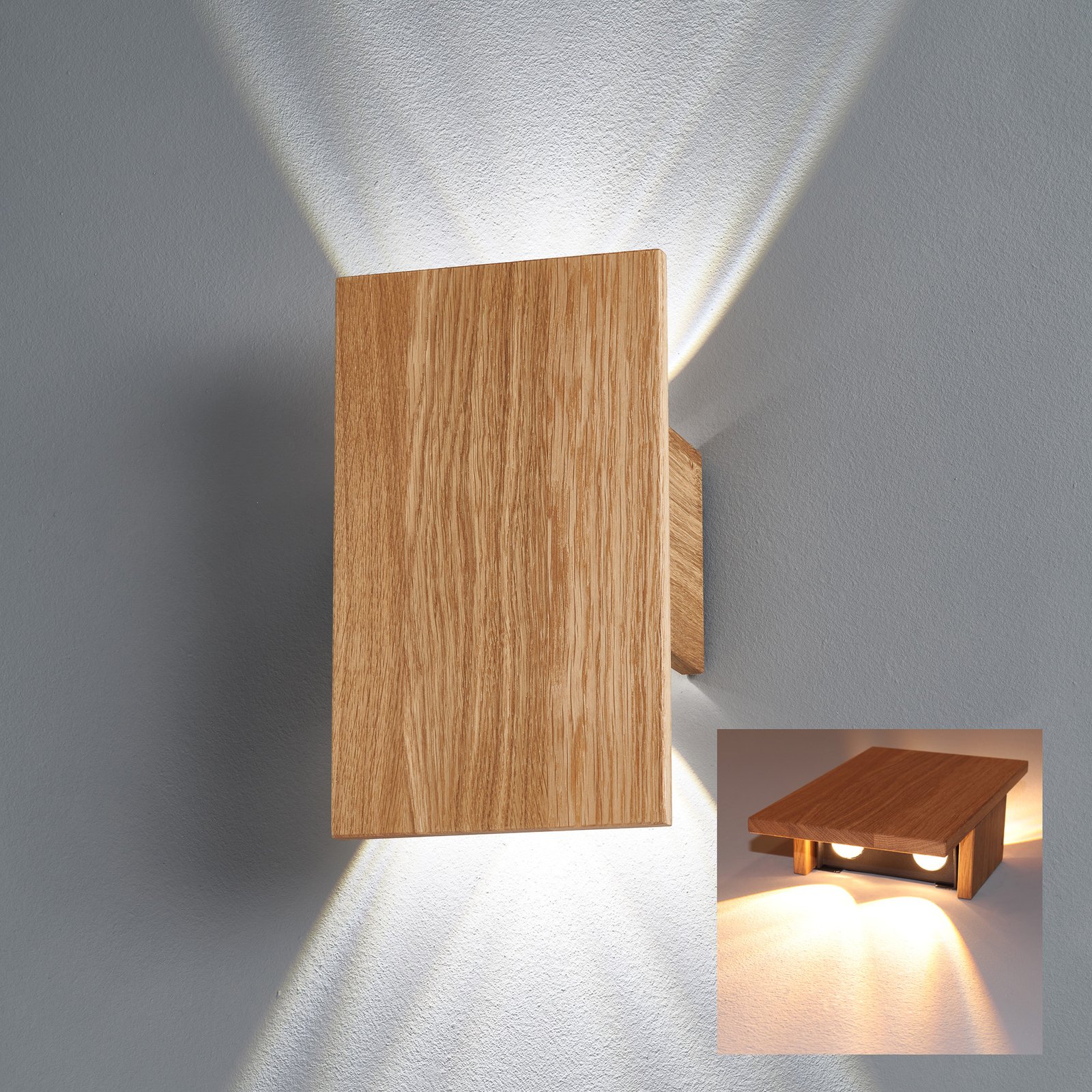 LED stenska svetilka Shine-Wood hrast 4xLED 15x25cm