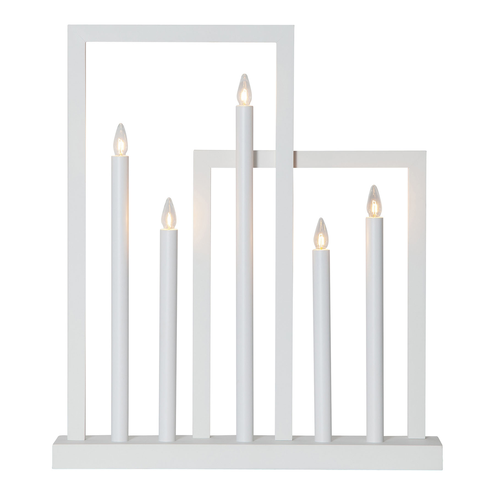 Frame wooden window candleholder, 5-bulb