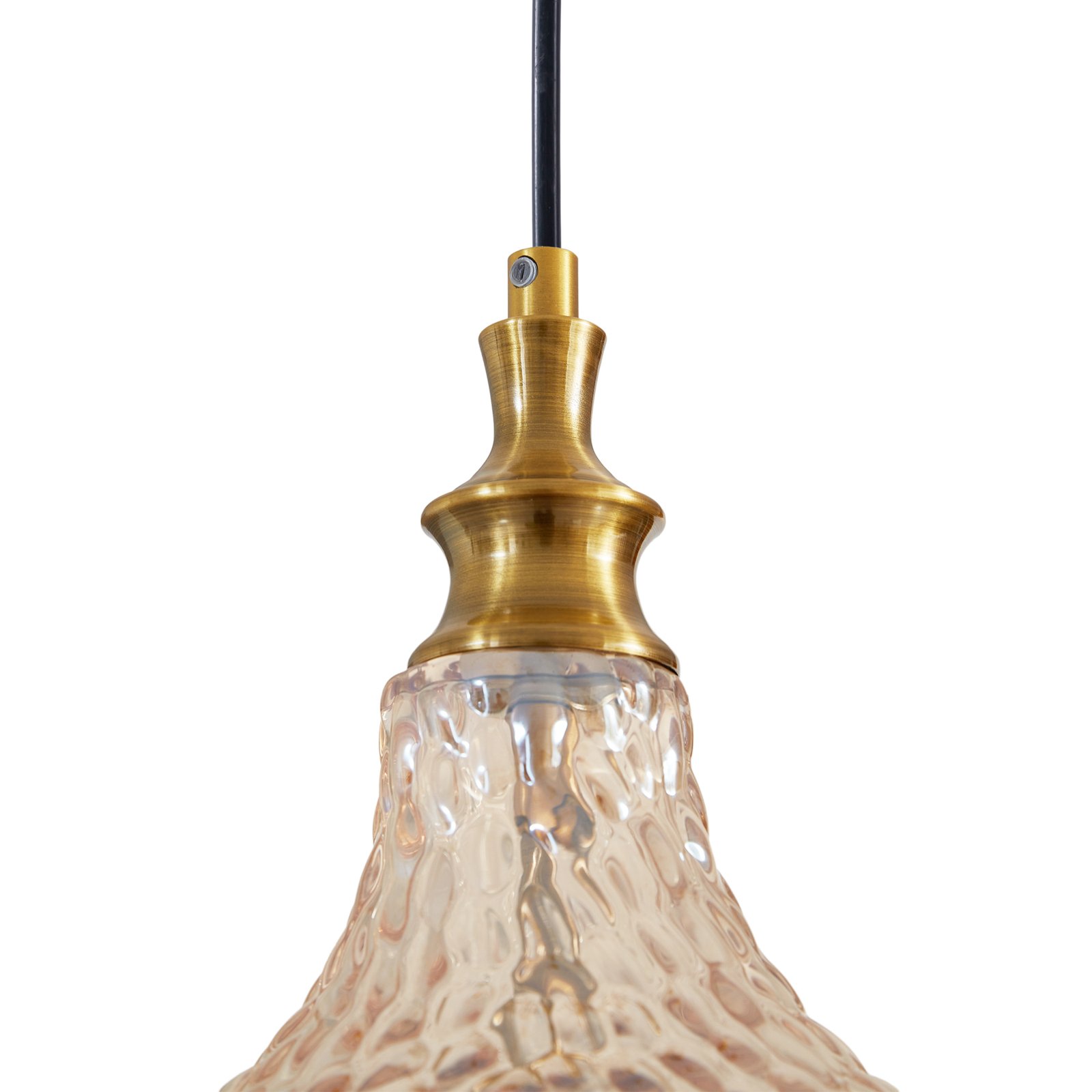 Lampa wisząca Lindby Drakar, 3-punktowa, bursztynowa, Ø 19,5 cm