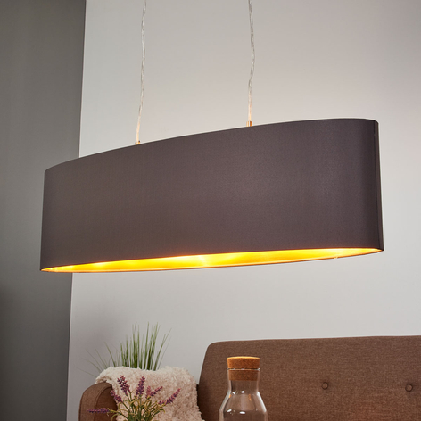 Textil-Hängeleuchte Lecio, oval, 78 cm, schwarz
