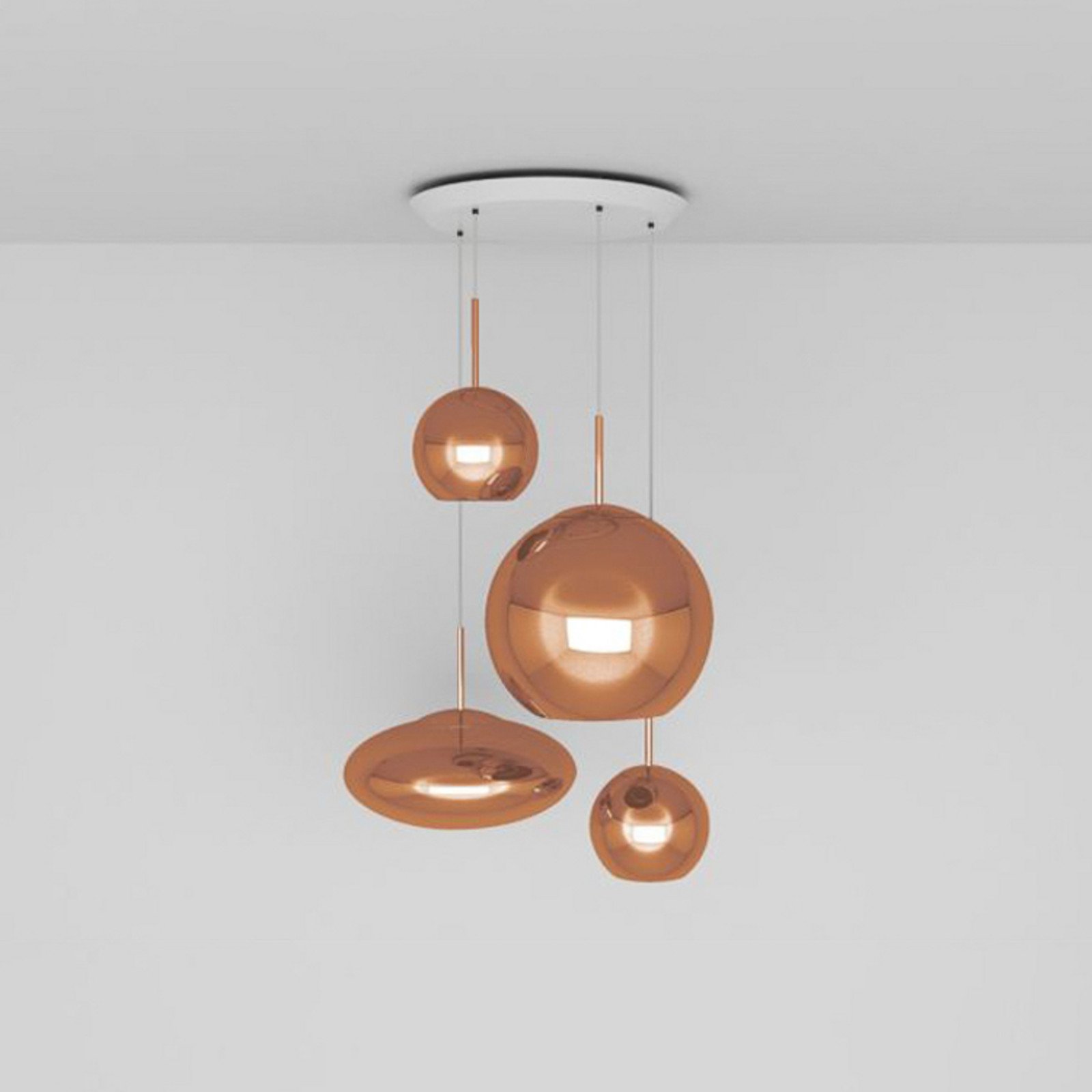 Tom Dixon Copper Range Round pendul 4 becuri - Camera de zi / sufragerie - design - cupru lucios - Plastic
