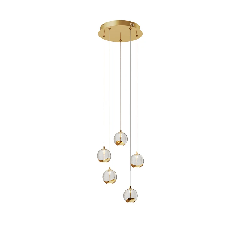 Lucande – Hayley 5 Pendelleuchte Clear/Gold