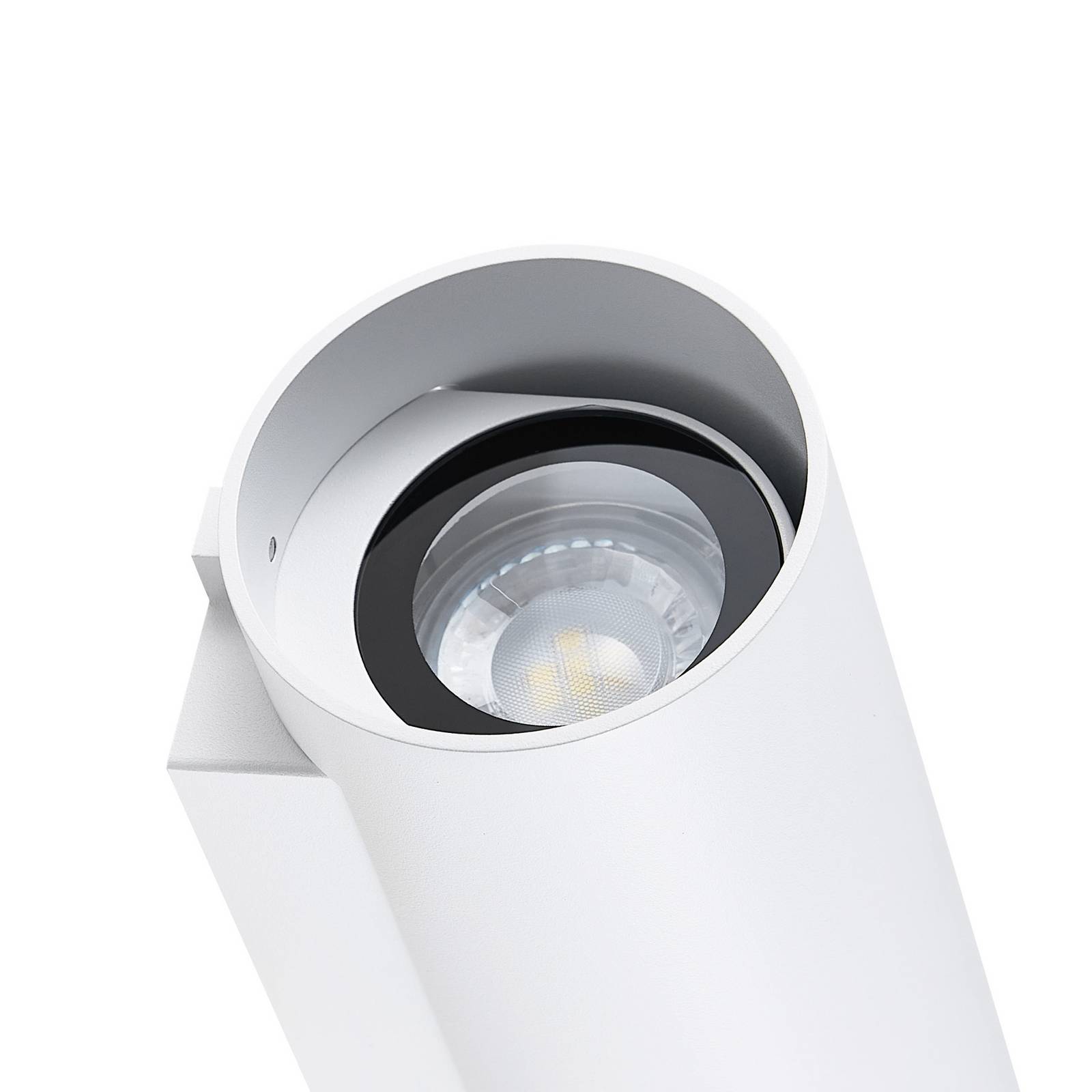 Außenwandlampe CAN, weiß, 2-flg., Ø 8 cm, IP65, Metall, GU10 günstig online kaufen