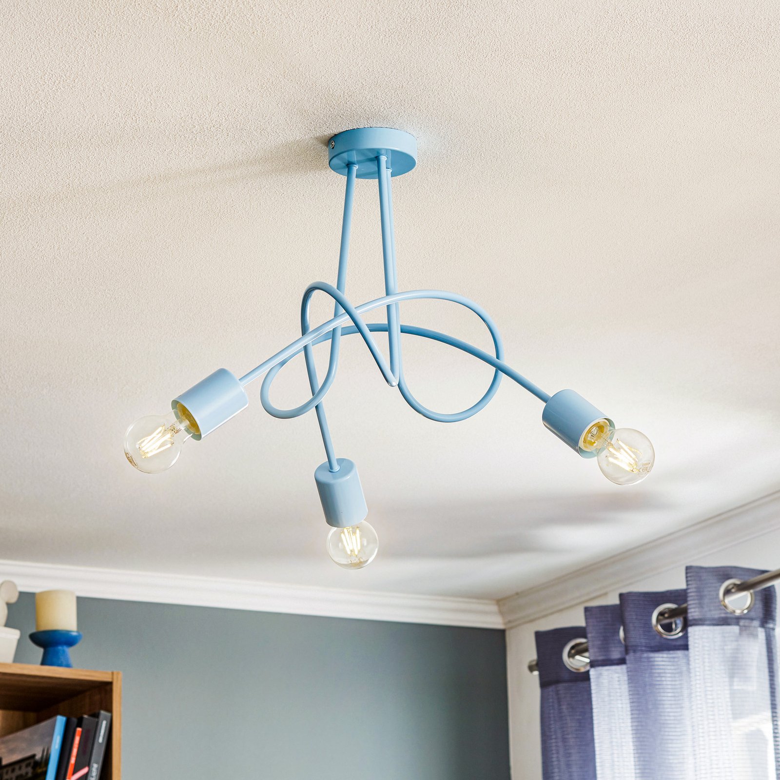 Tarnow ceiling light three-bulb blue