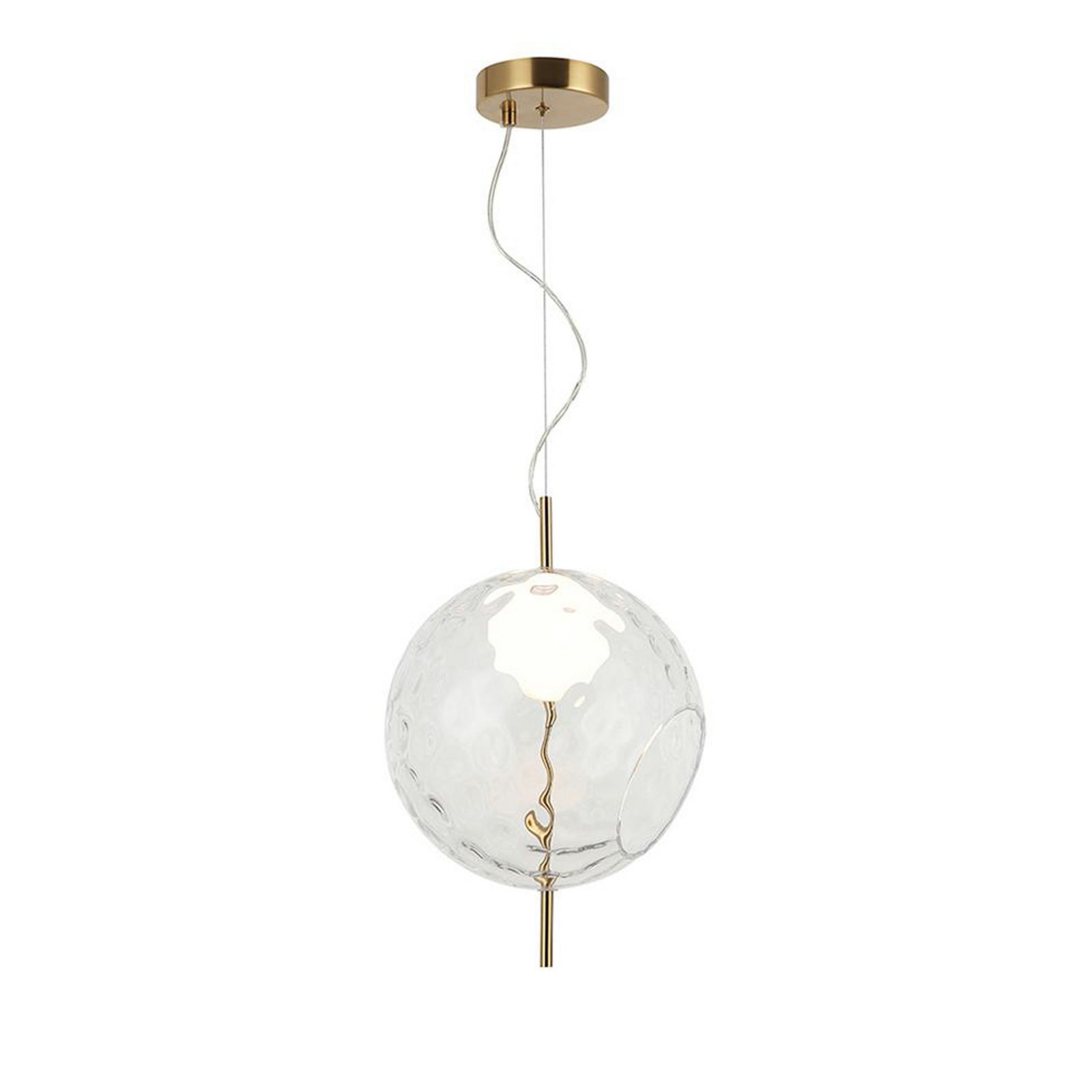 LED-Pendellampe Dalia, klar/goldfarben, Ø 30 cm, Glas
