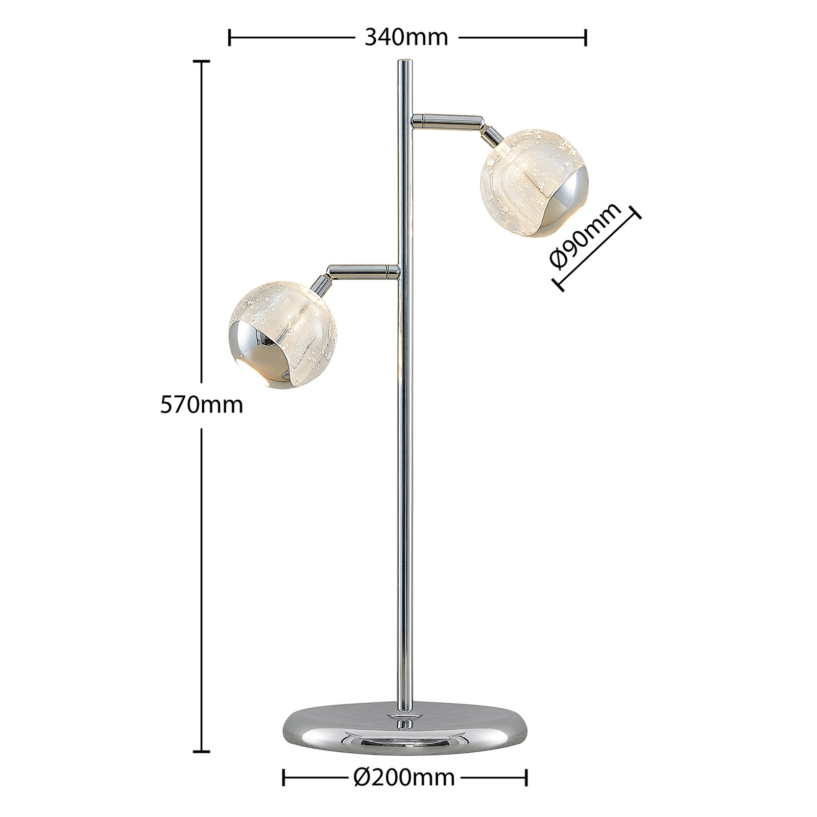 Lucande Kilio LED table lamp, dimmable, in chrome