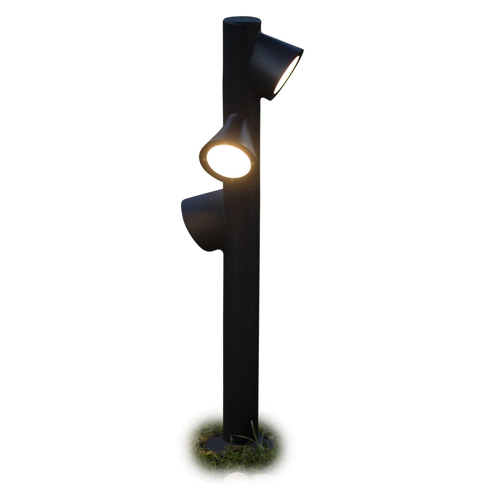 Martinelli Luce Bruco path lamp 3-bulb 93 cm, aluminium, polycarbonate, 8 W, H: 93 cm