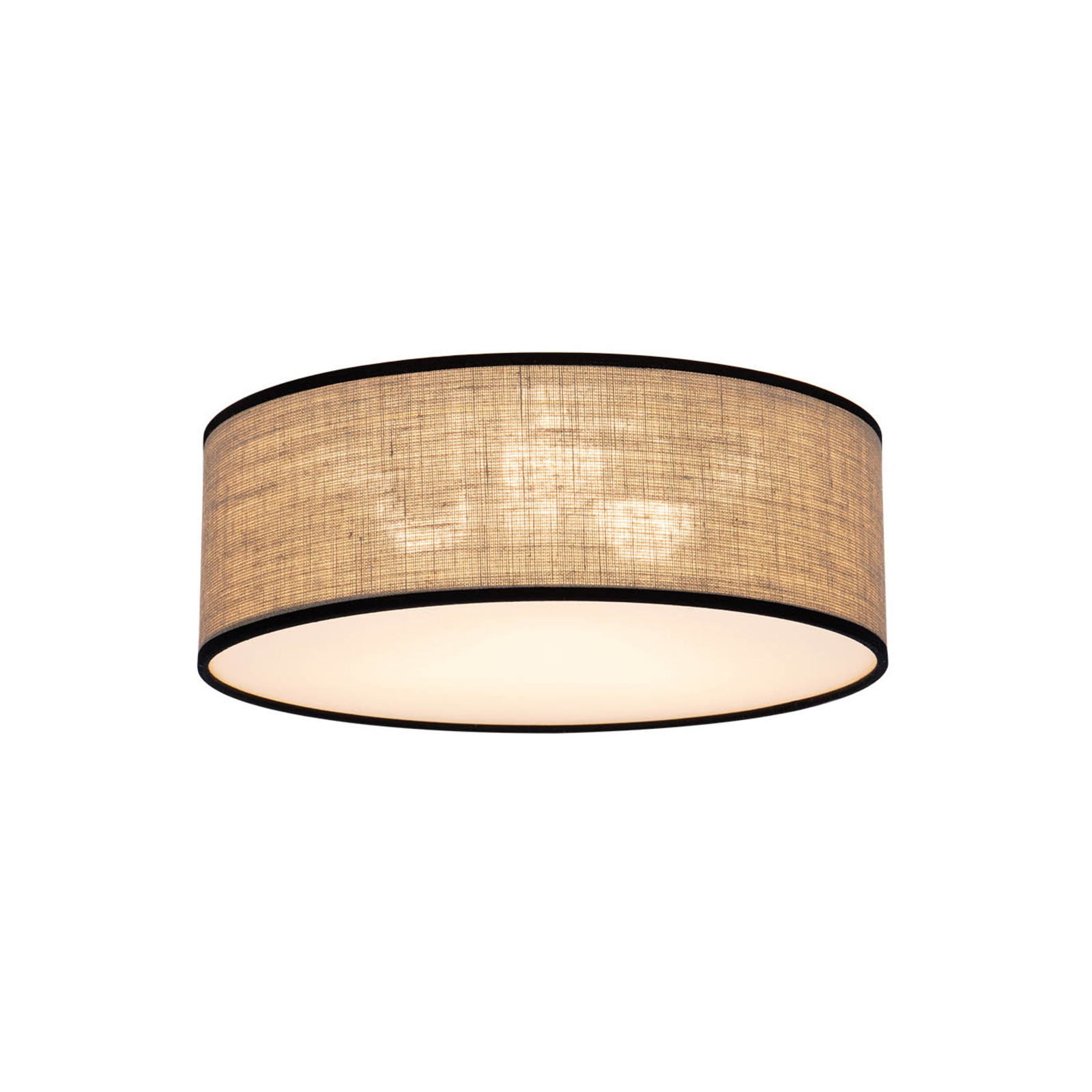 Tubo ceiling lamp, fabric lampshade, beige, Ø 38cm