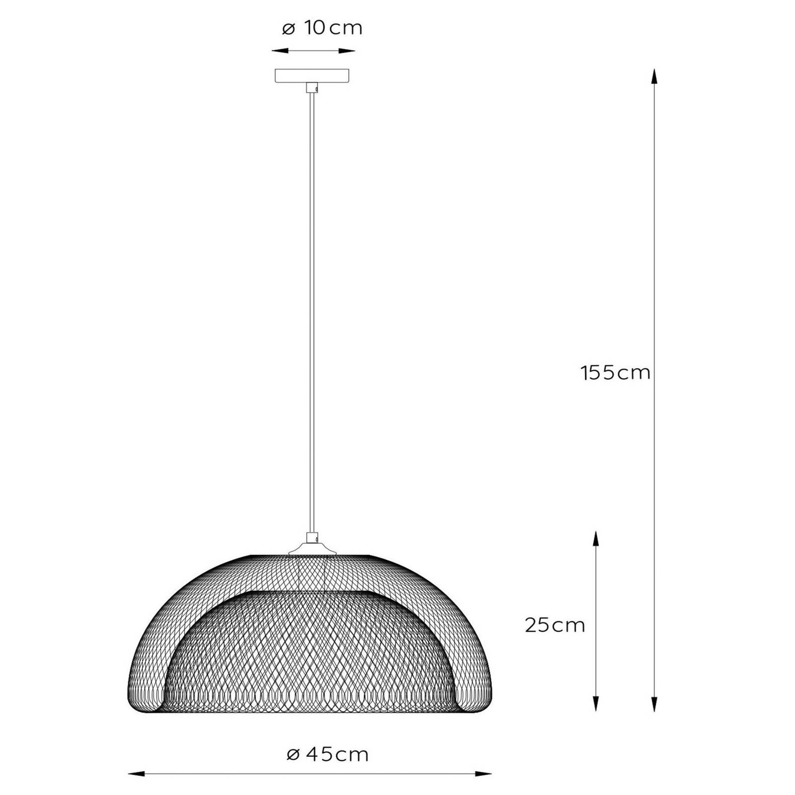 Lucide Mesh-pendellampa enkel belysning svart Ø 46 cm