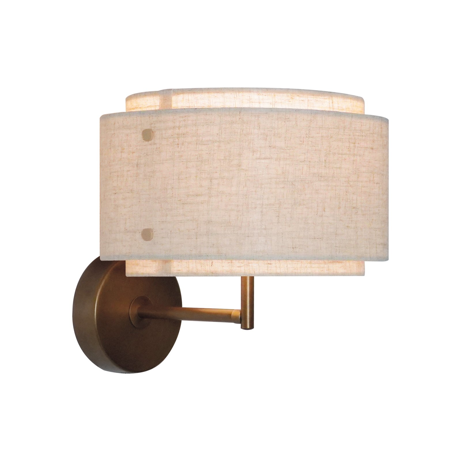 Takai wall light, double-layer fabric lampshade