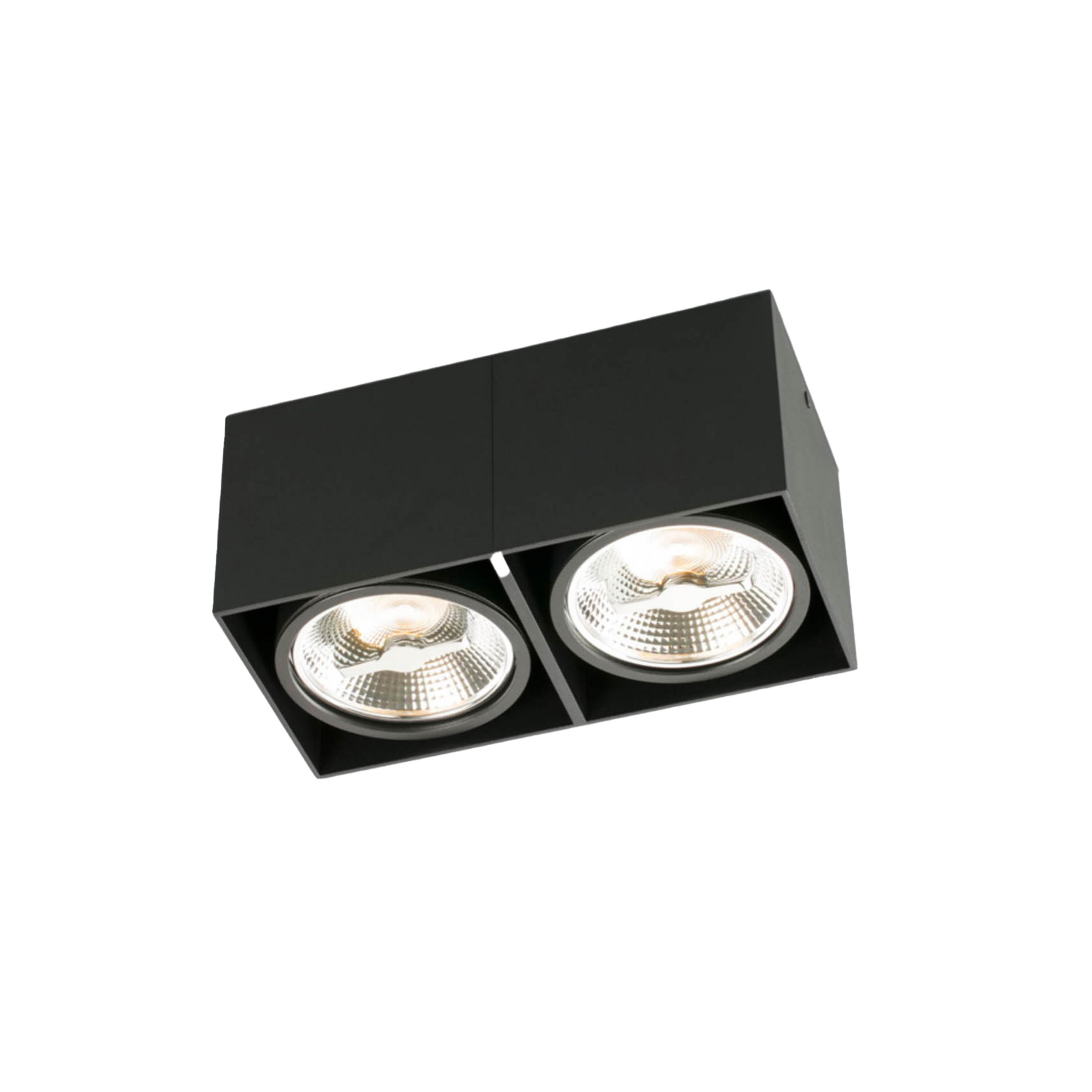 Deckenleuchte Tecto, Downlight, 2-fl., Aluminium, schwarz