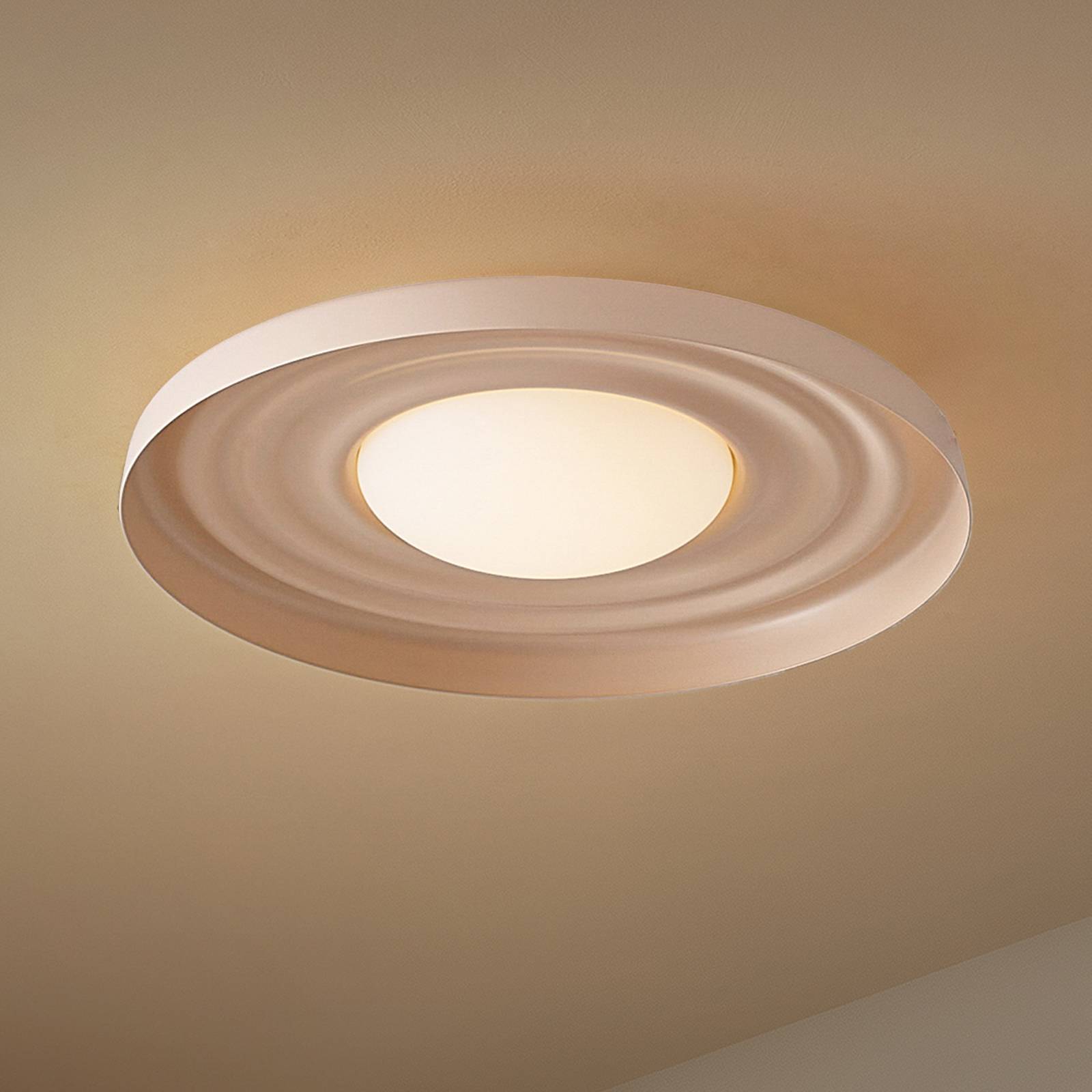 Lampa sufitowa LED Lindby Waves, beżowa, Ø 43 cm, metal