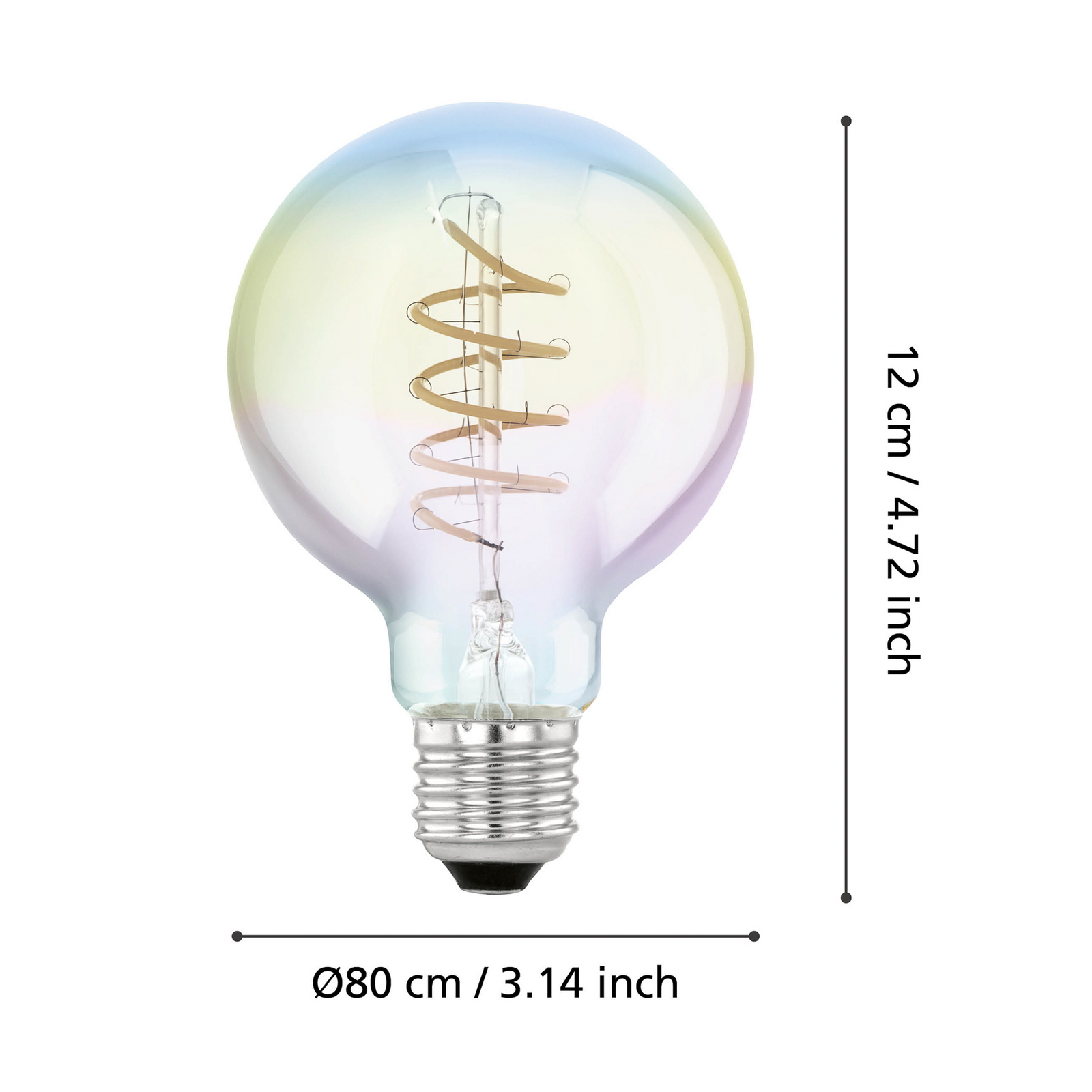 LED-Lampe E27 4W G80 2000K Filament irisierend dim