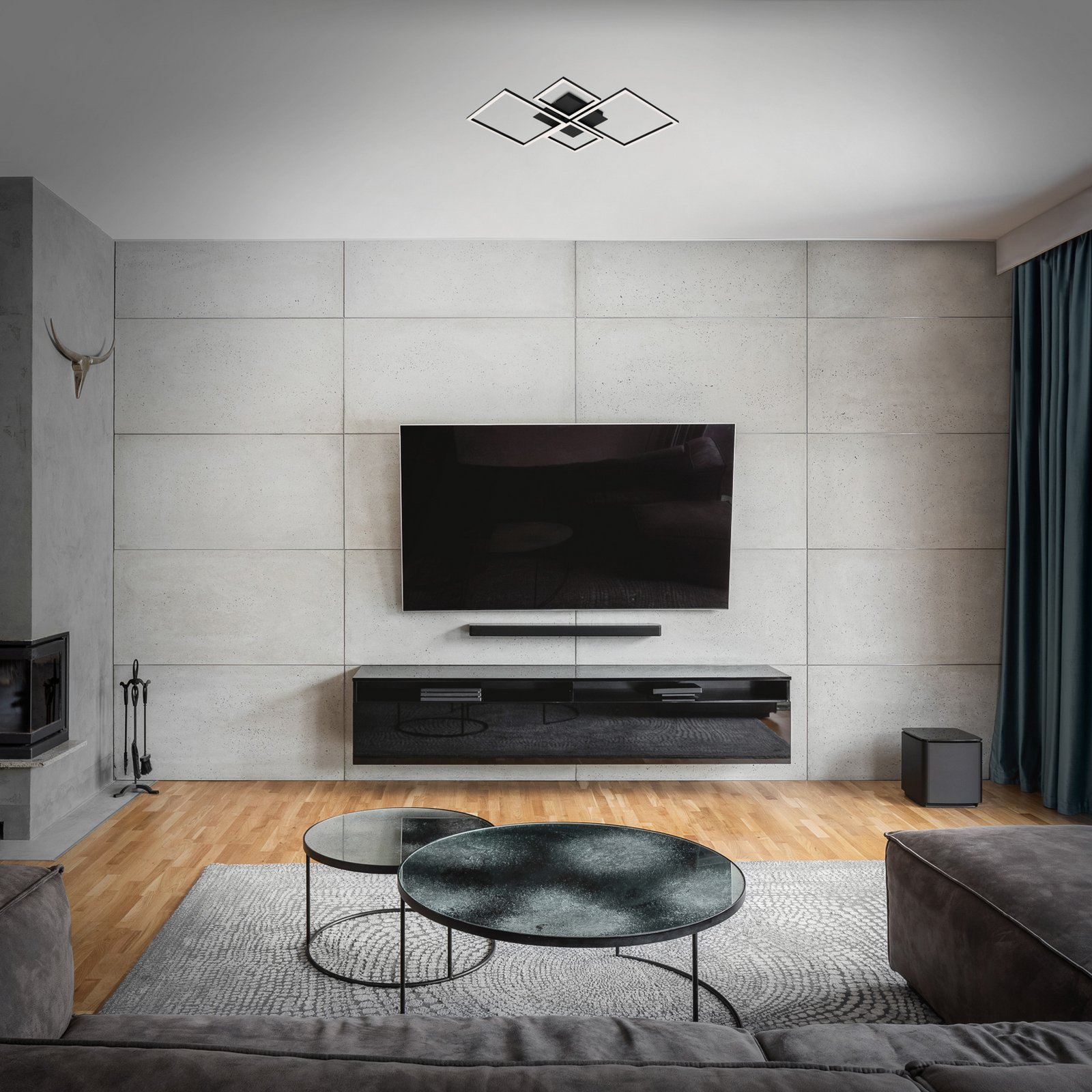 Plafón LED Frame, step dim, 4 luces negro