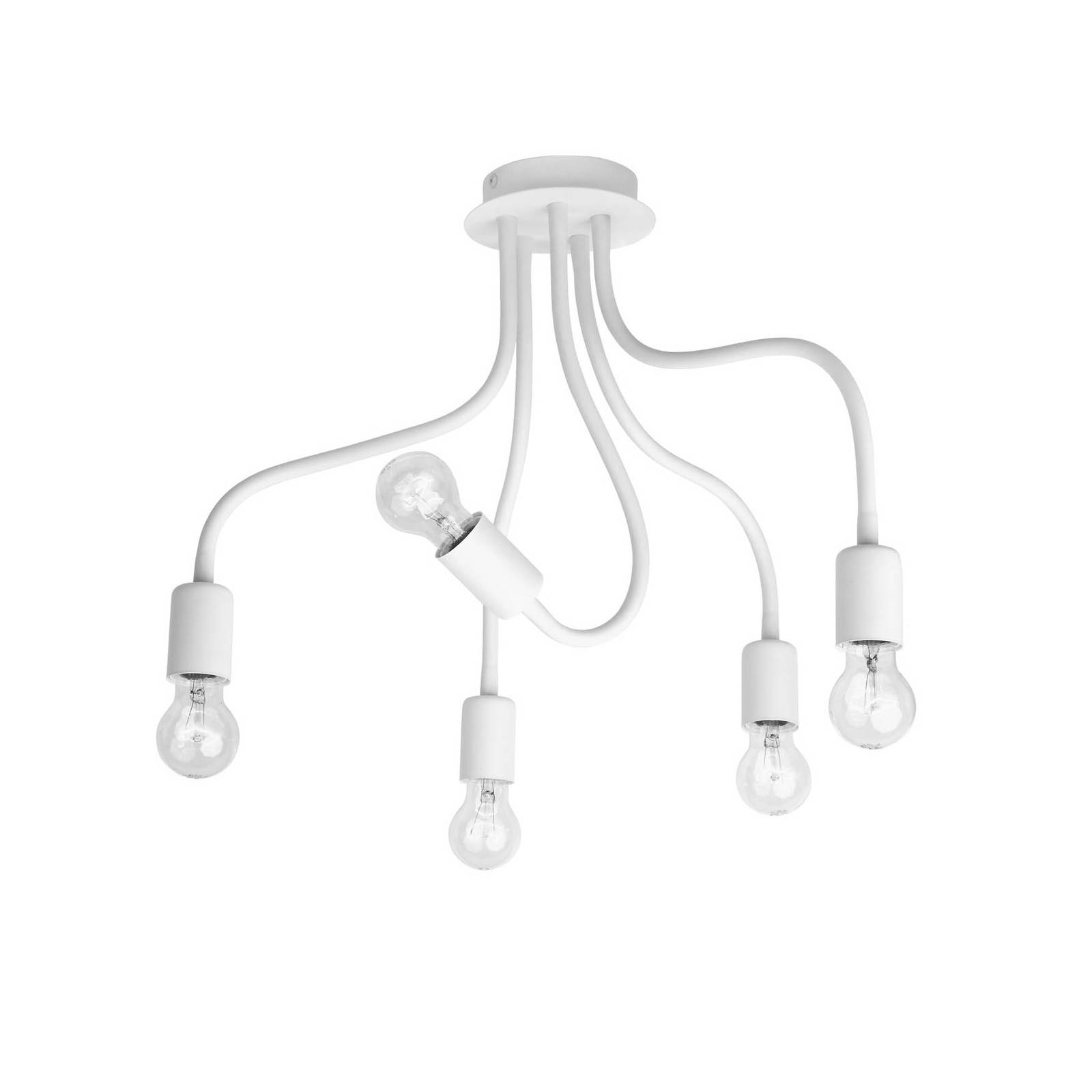 Taklampa Flex, 5 lampor, vit