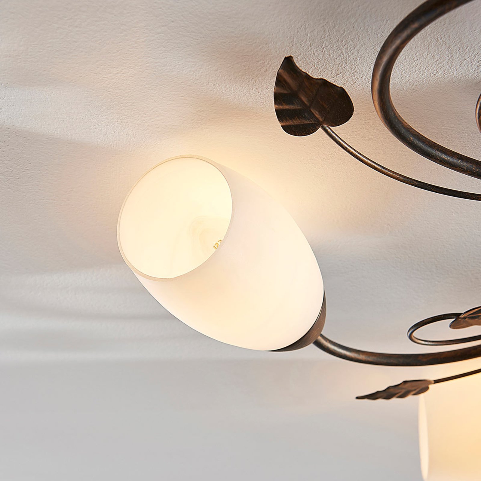 Stefania 5 Kattovalaisin White/Black-Gold - Lindby