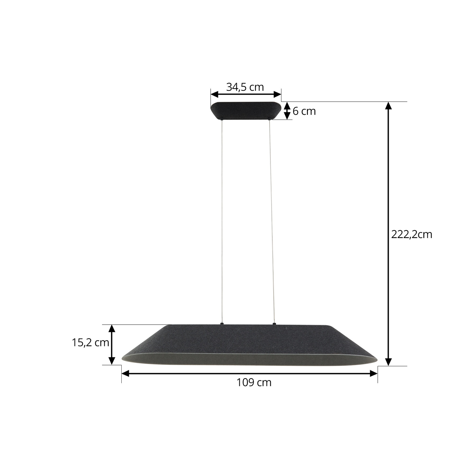 Lucande LED visilica Naelle, crna/siva, filc