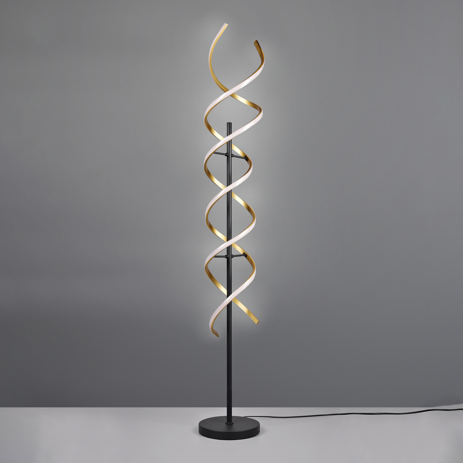 Sequence LED floor lamp, dimmable, CCT, brass