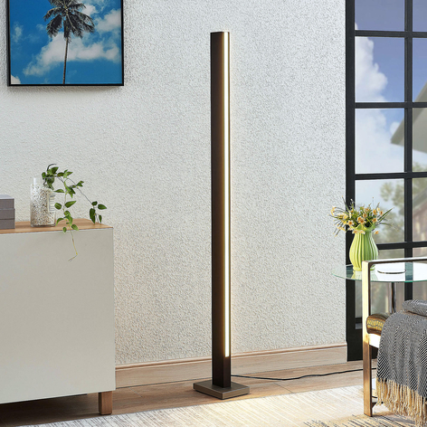 Lampadaire LED Tamlin en bois, noir