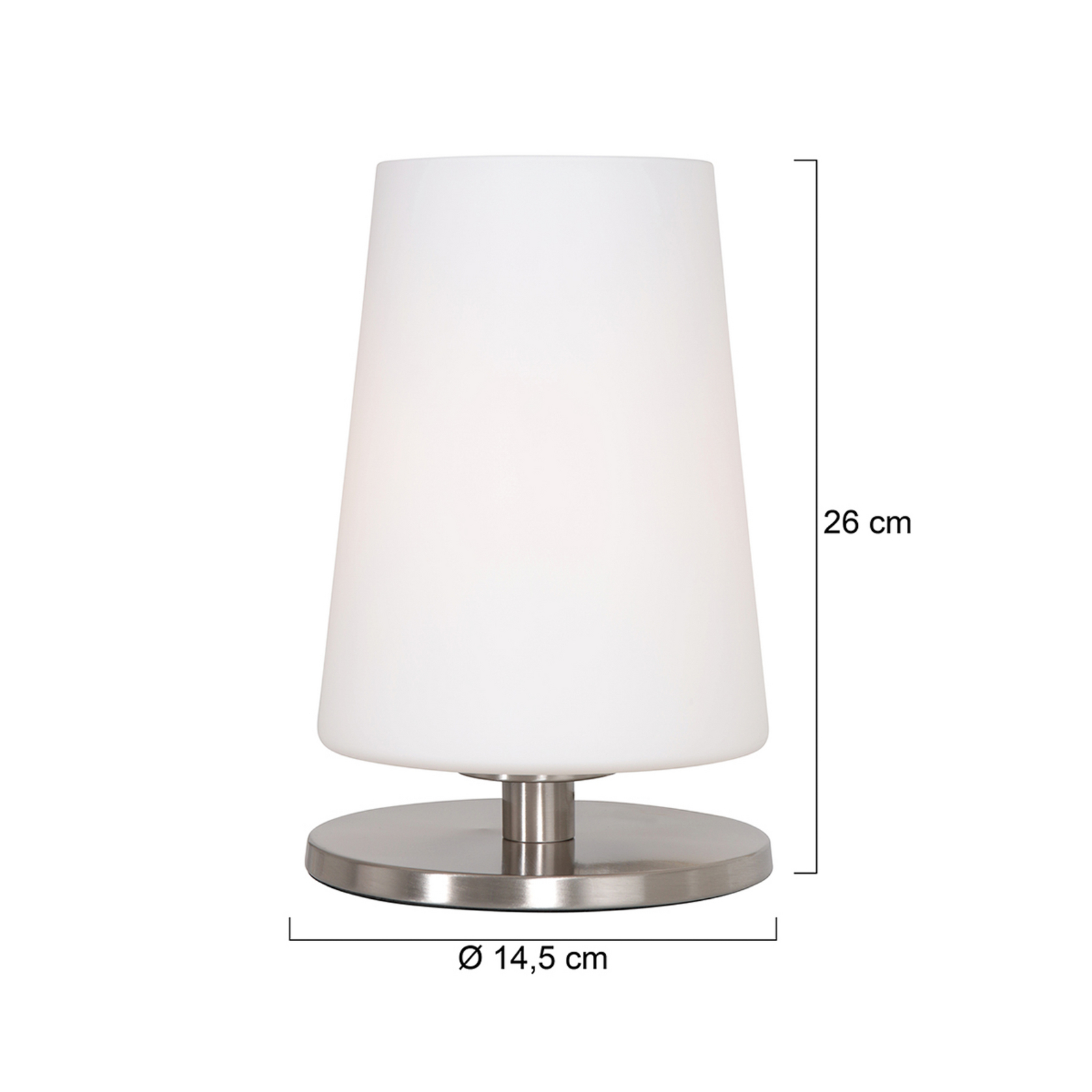 Galda lampa „Ancilla“, tērauds, augstums 26 cm, metāls, stikls, E27