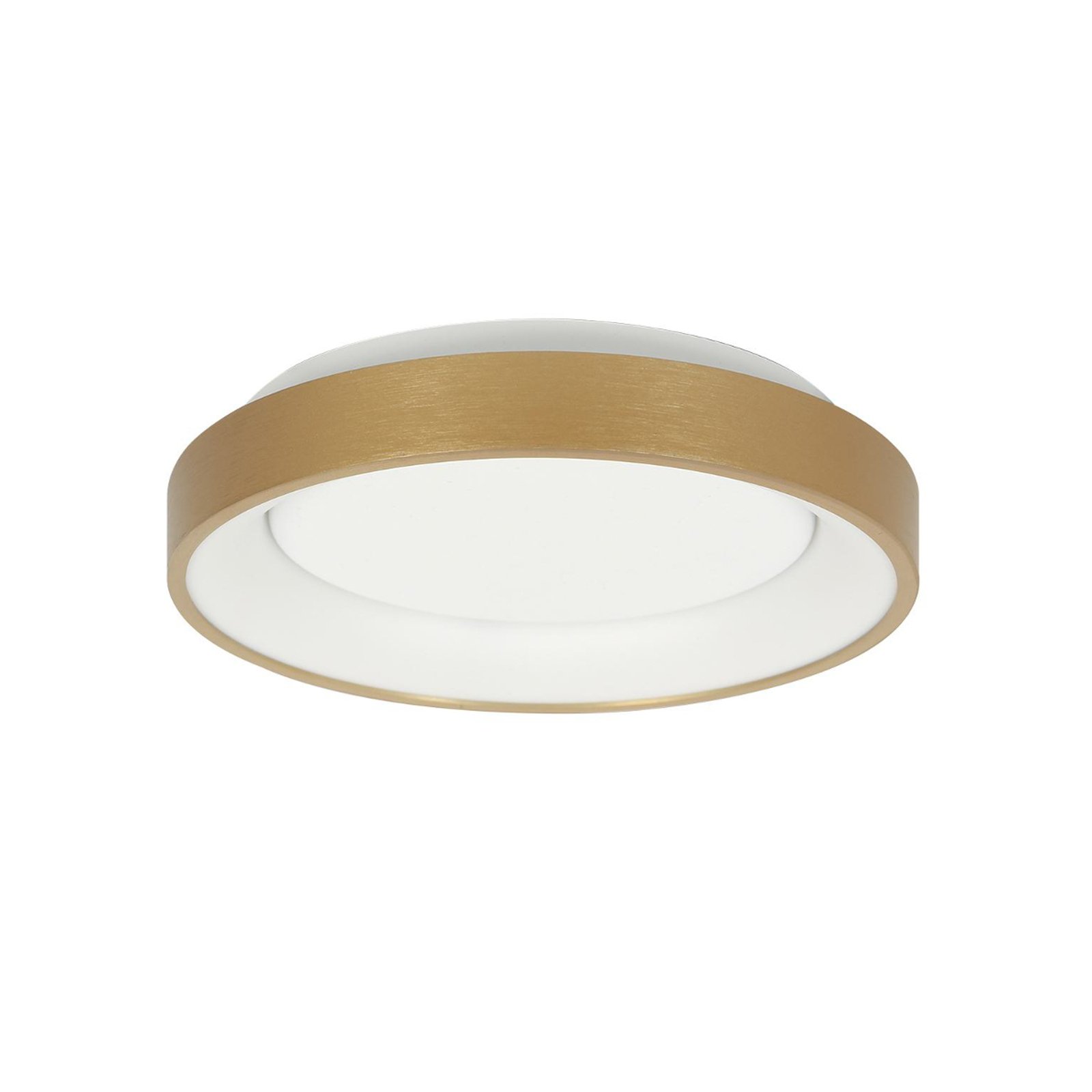 Ringlede LED loftlampe, guld, højde 6 cm, Ø 38 cm