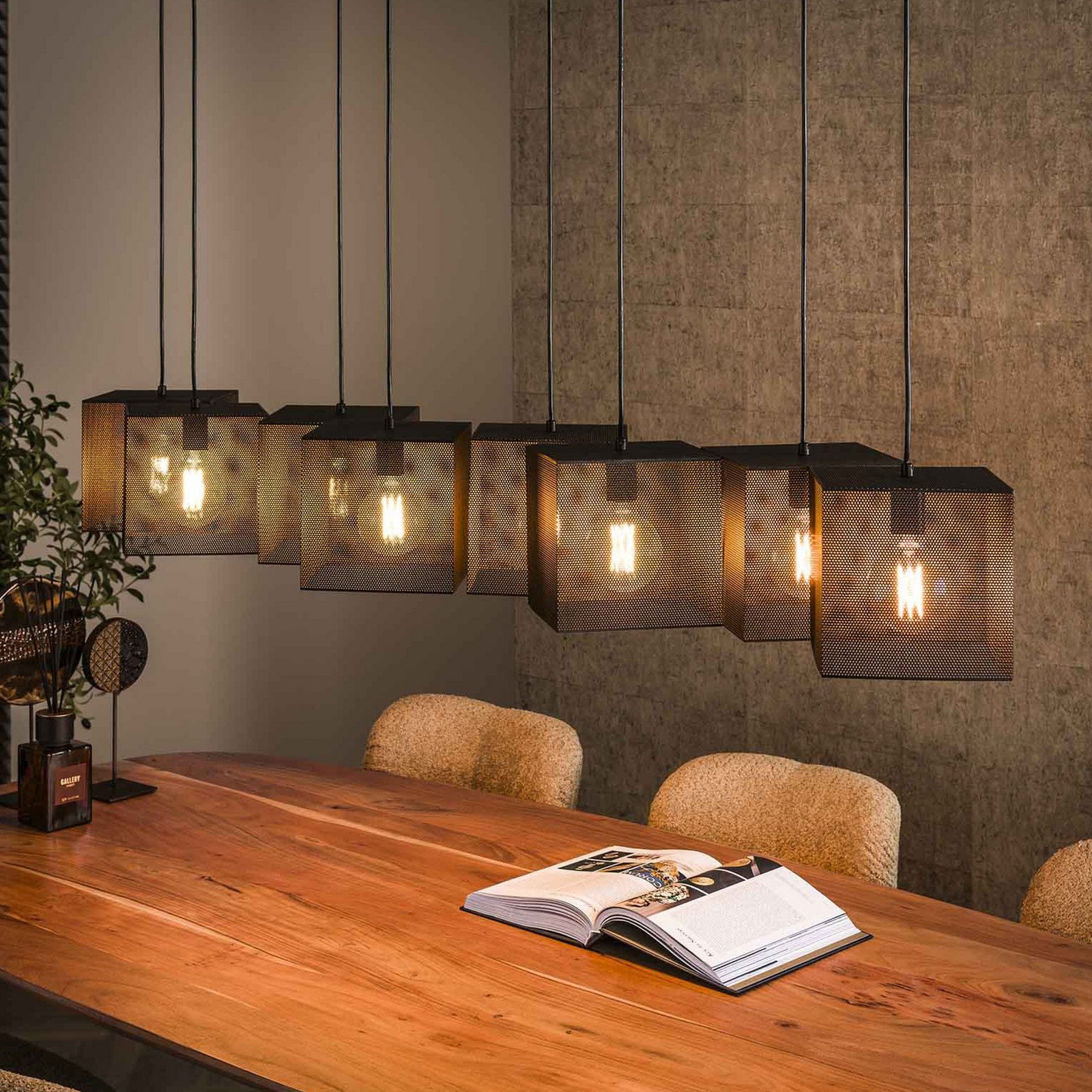 Zijlstra Lampă suspendată Block negru 160 x 30 cm metal 8 becuri - Camera de zi / sufragerie - modern