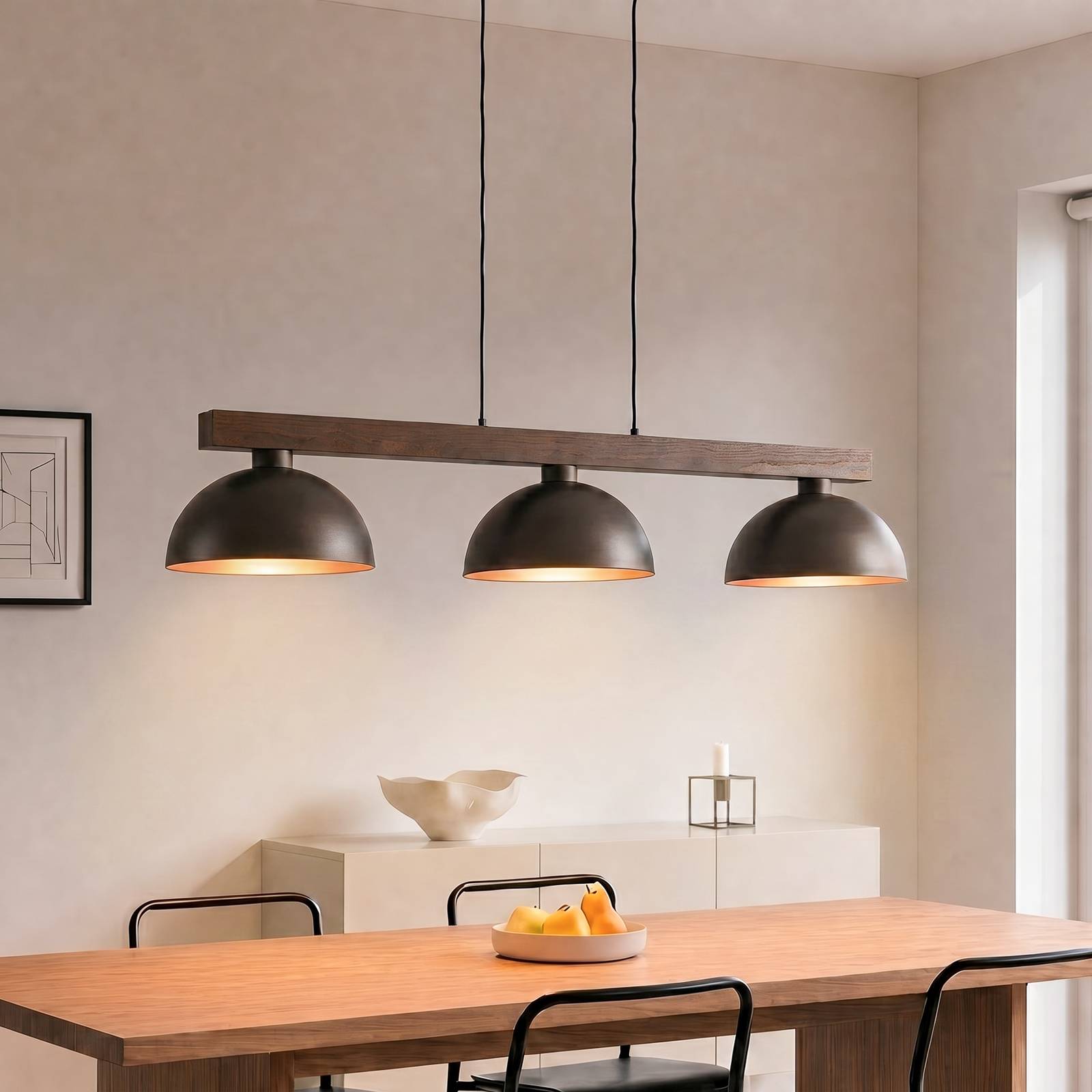 Levně TK Lighting Závěsné světlo Oslo, hnědé, 3 žárovky, délka 118 cm, E27