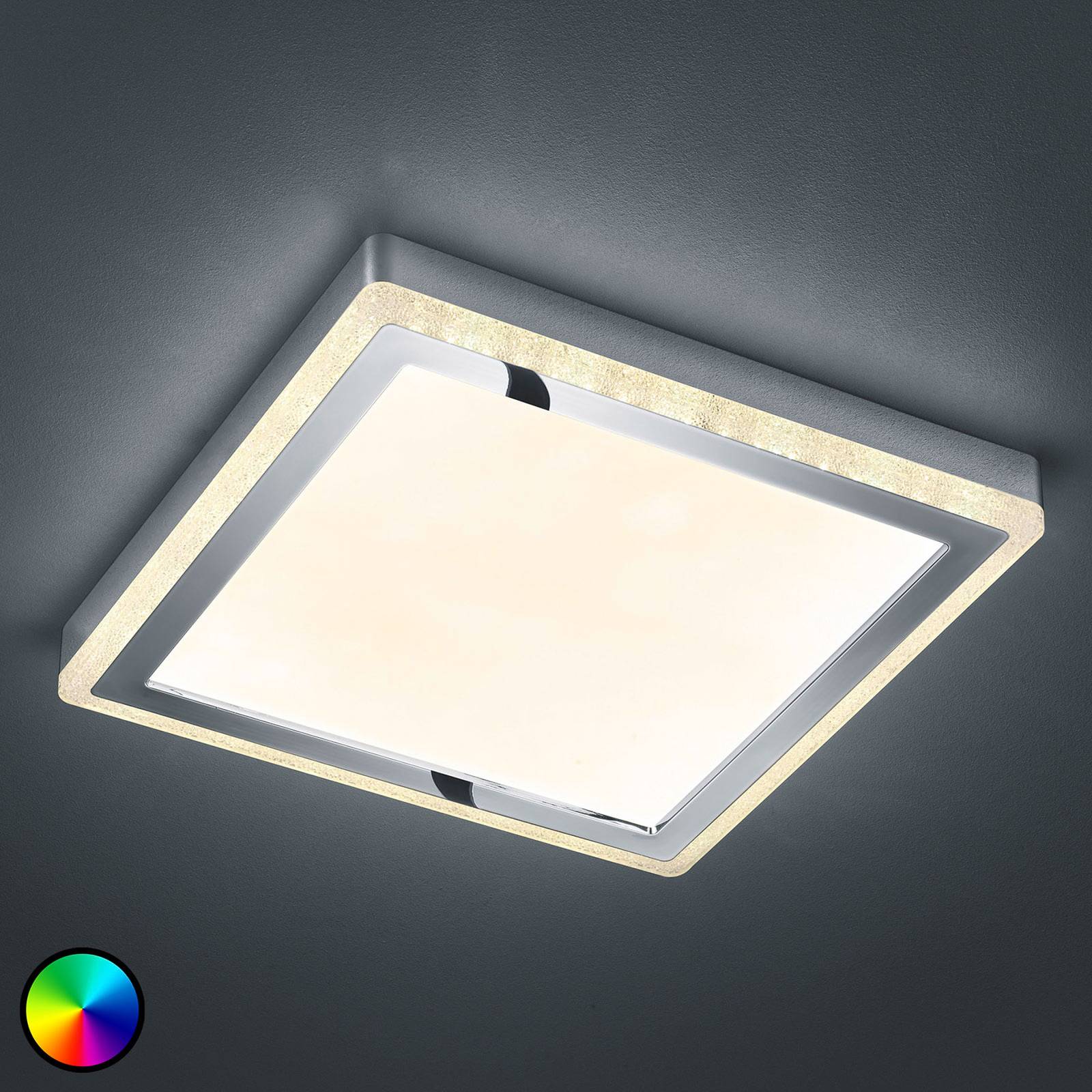 Reality Leuchten LED-taklampa Slide vit kantig 40 x 40 cm