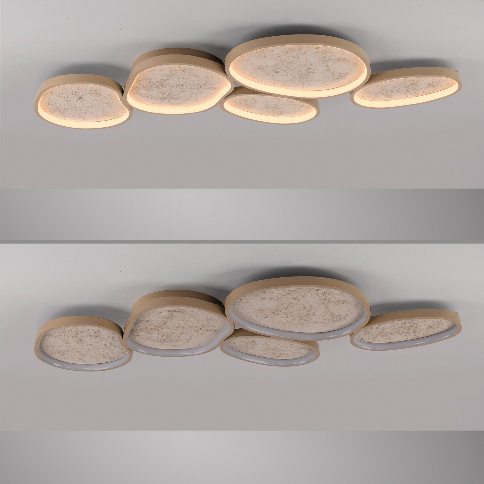 Moonbraker 5 LED ceiling light, sand beige, 3,000K, dimmable
