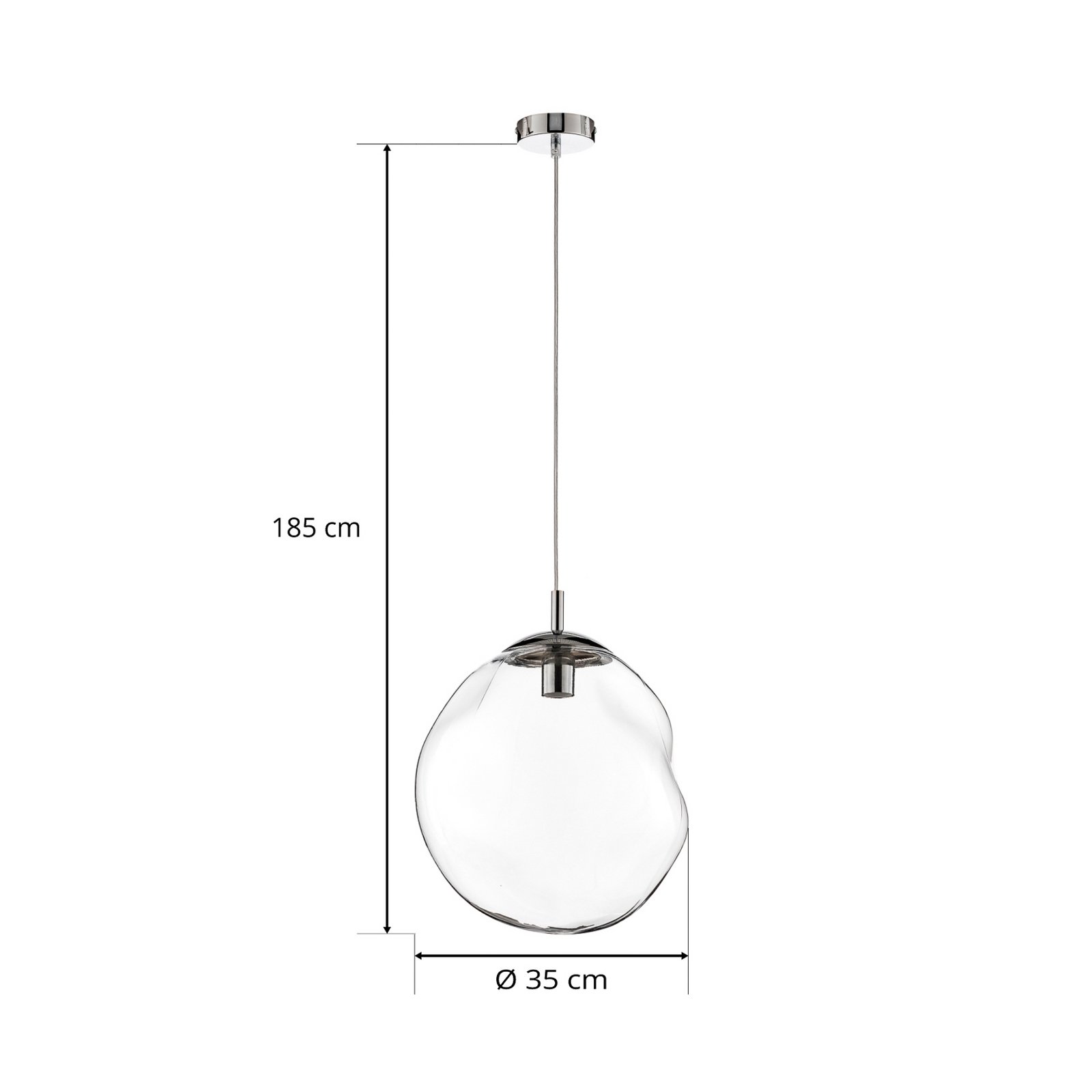 Glazen hanglamp Sol, Ø 35cm, zwart/helder