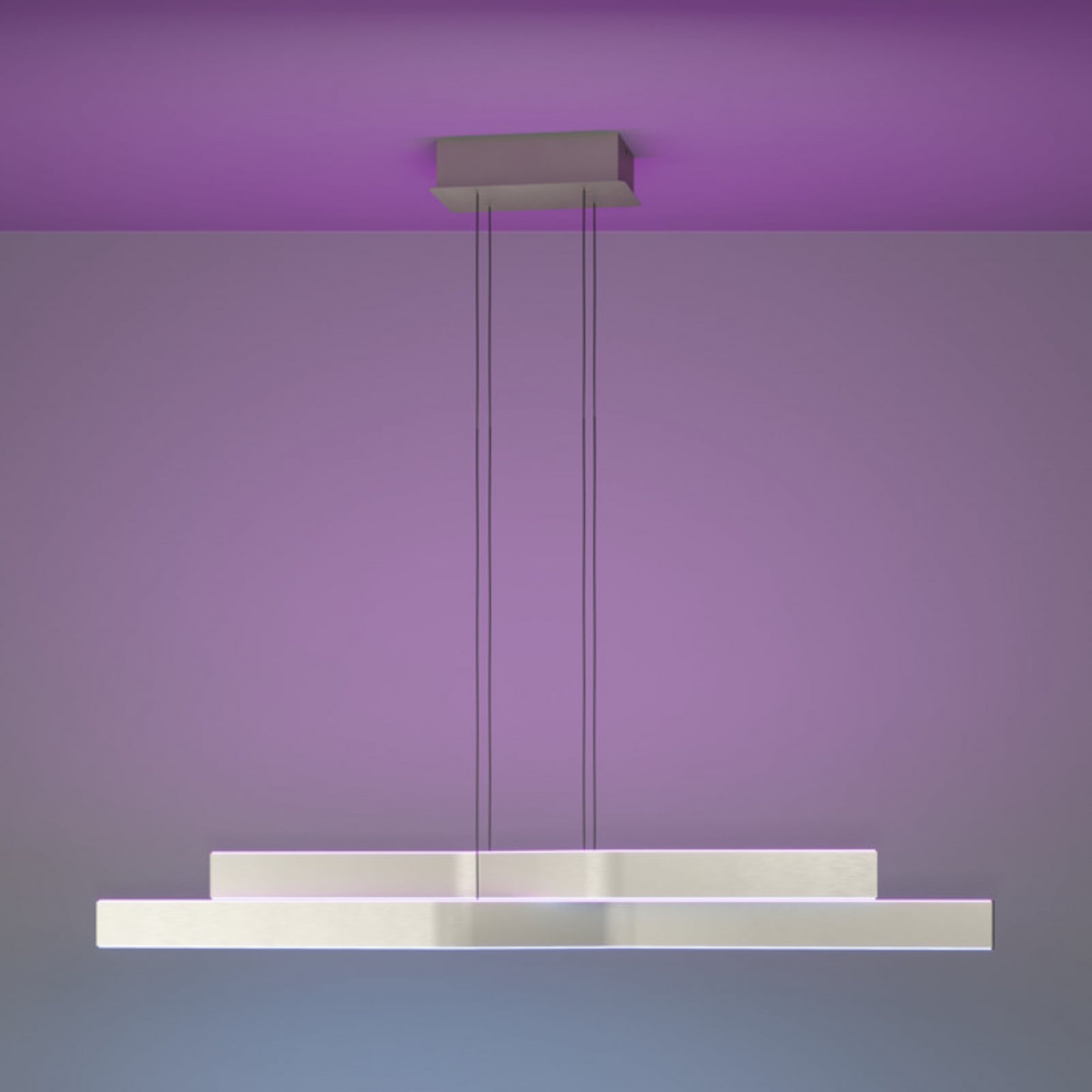 EGLO LED hanglamp PLAYITAS, nikkel, 120 cm, 2-lamps, CCT EGLO LED hanglamp PLAYITAS, nikkel, 120 cm, 2-lamps, CCT