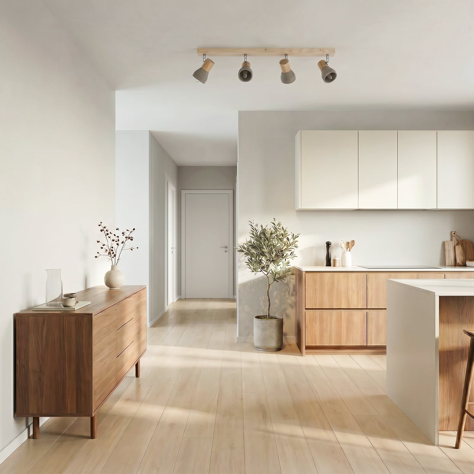 Filiz 4 Deckenleuchte Concrete/Wood - Lindby