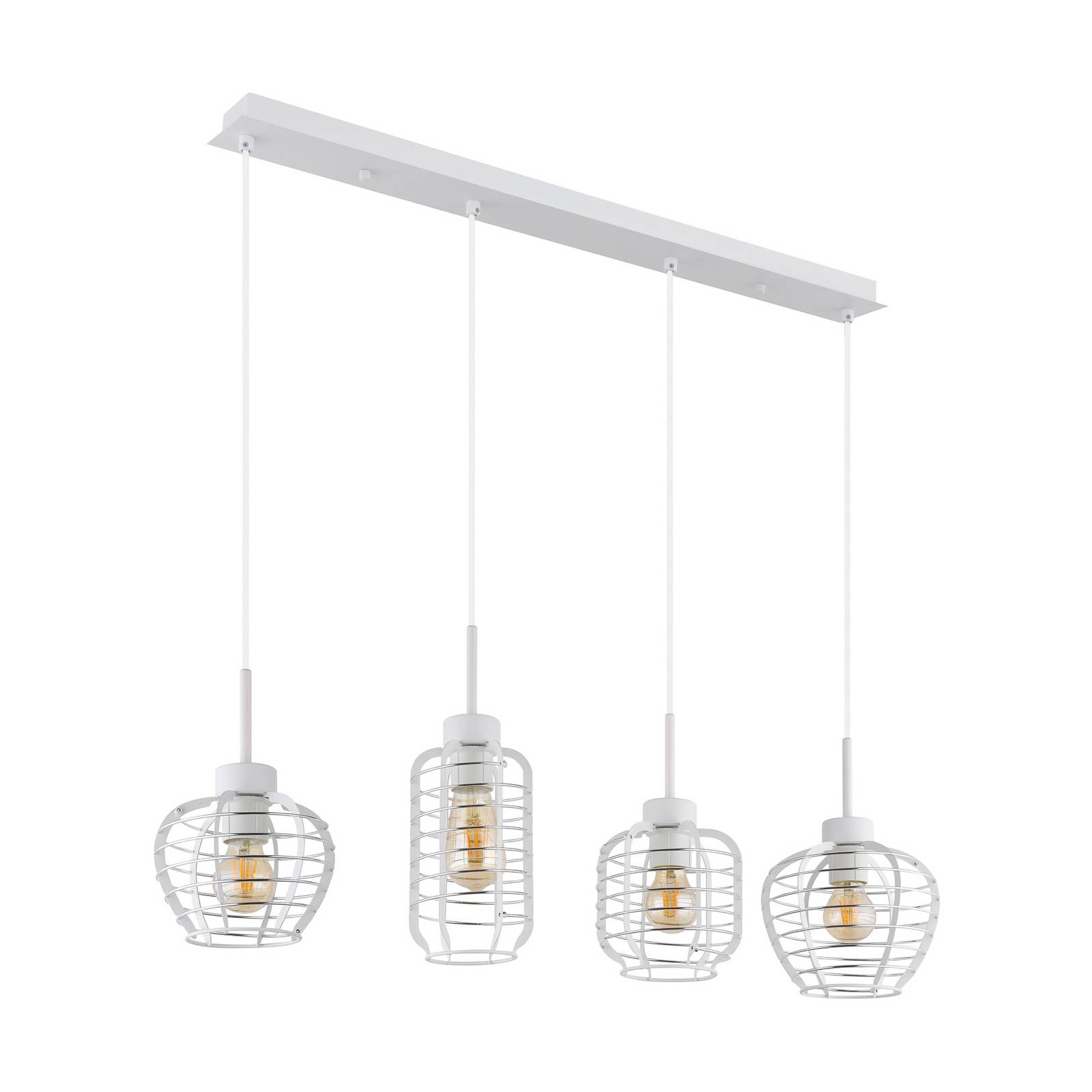 Hängeleuchte Nesa, Länge 90 cm, weiß/chrom, Metall, 4-flg.