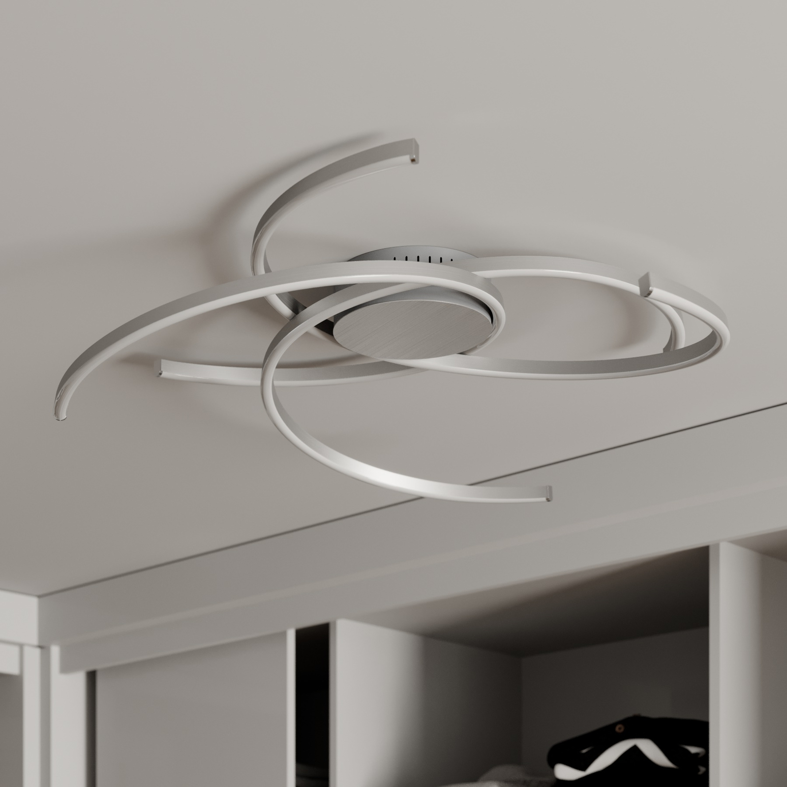 LED Deckenleuchte Katris Schwarz Matt Lindby Drei Bögen Dimmbar 73 cm